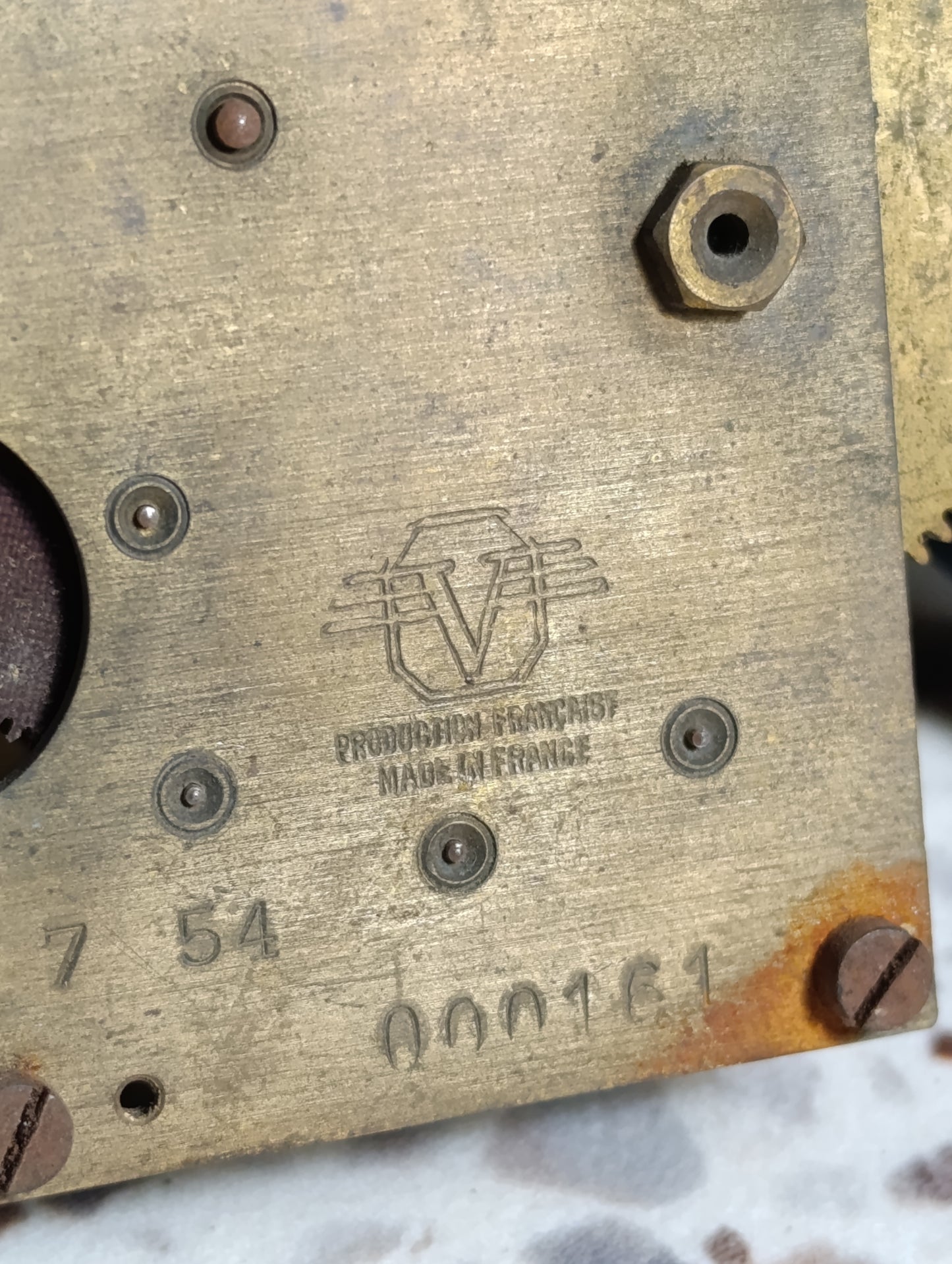 Mouvement ancien de pendule FV Production Française Made in France pour restauration