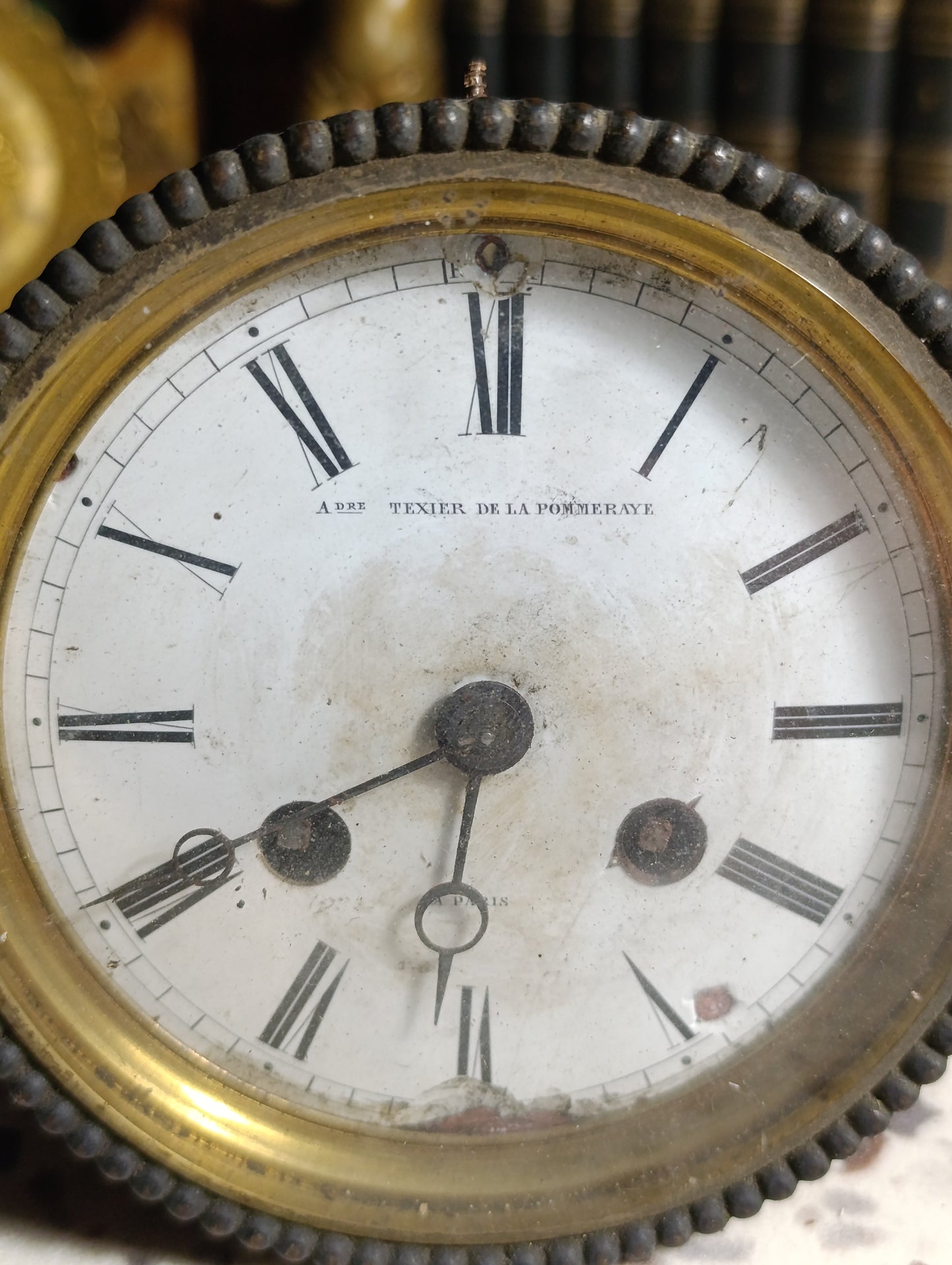 Mouvement d'horloge ancien à sonnerie Paris signé Texier de la Pommeraye – Ø 12,1 cm