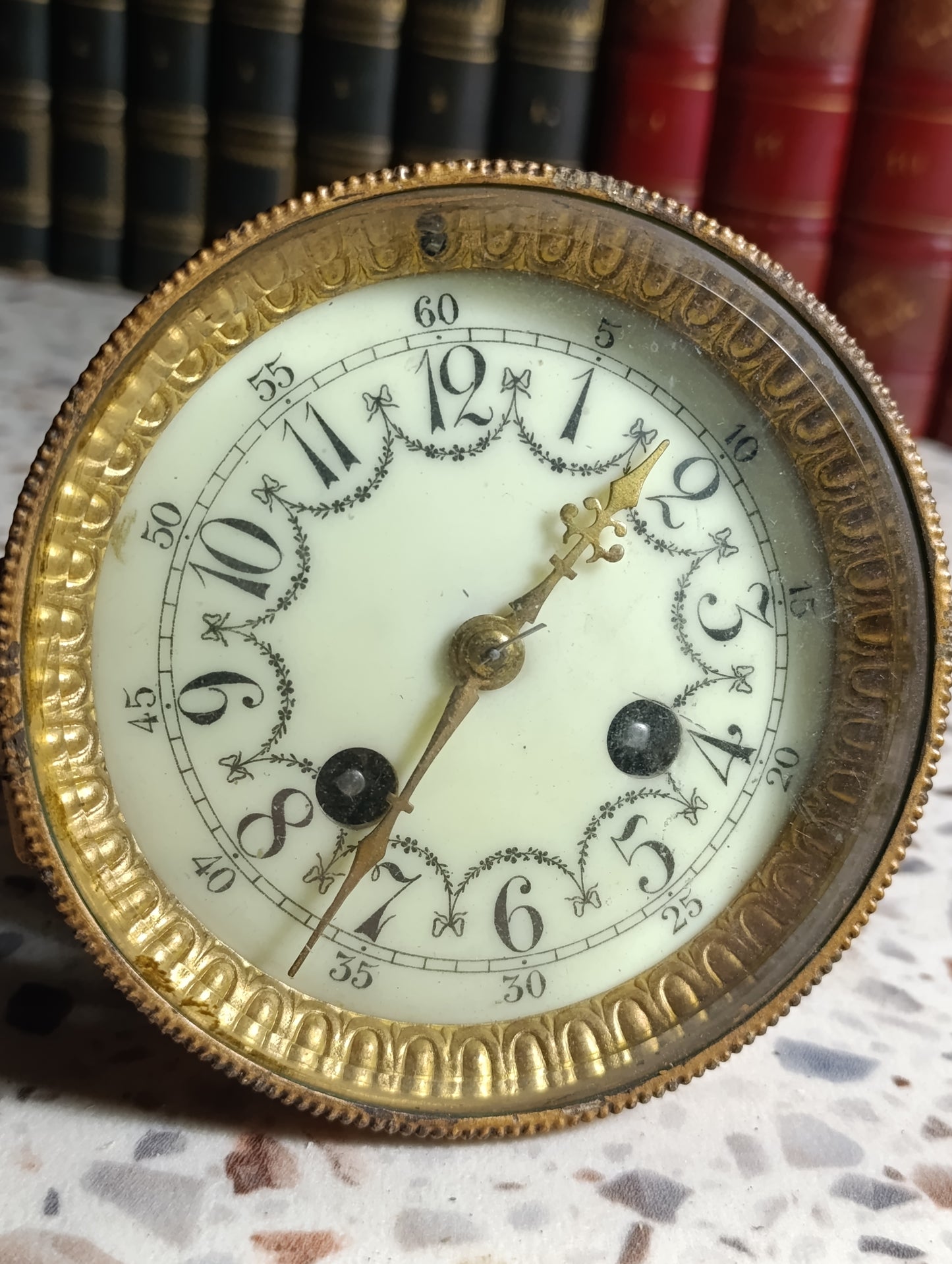 Mouvement d'horloge ancien Japy Frères n°5197 avec cadran émaillé – Ø 11,8 cm