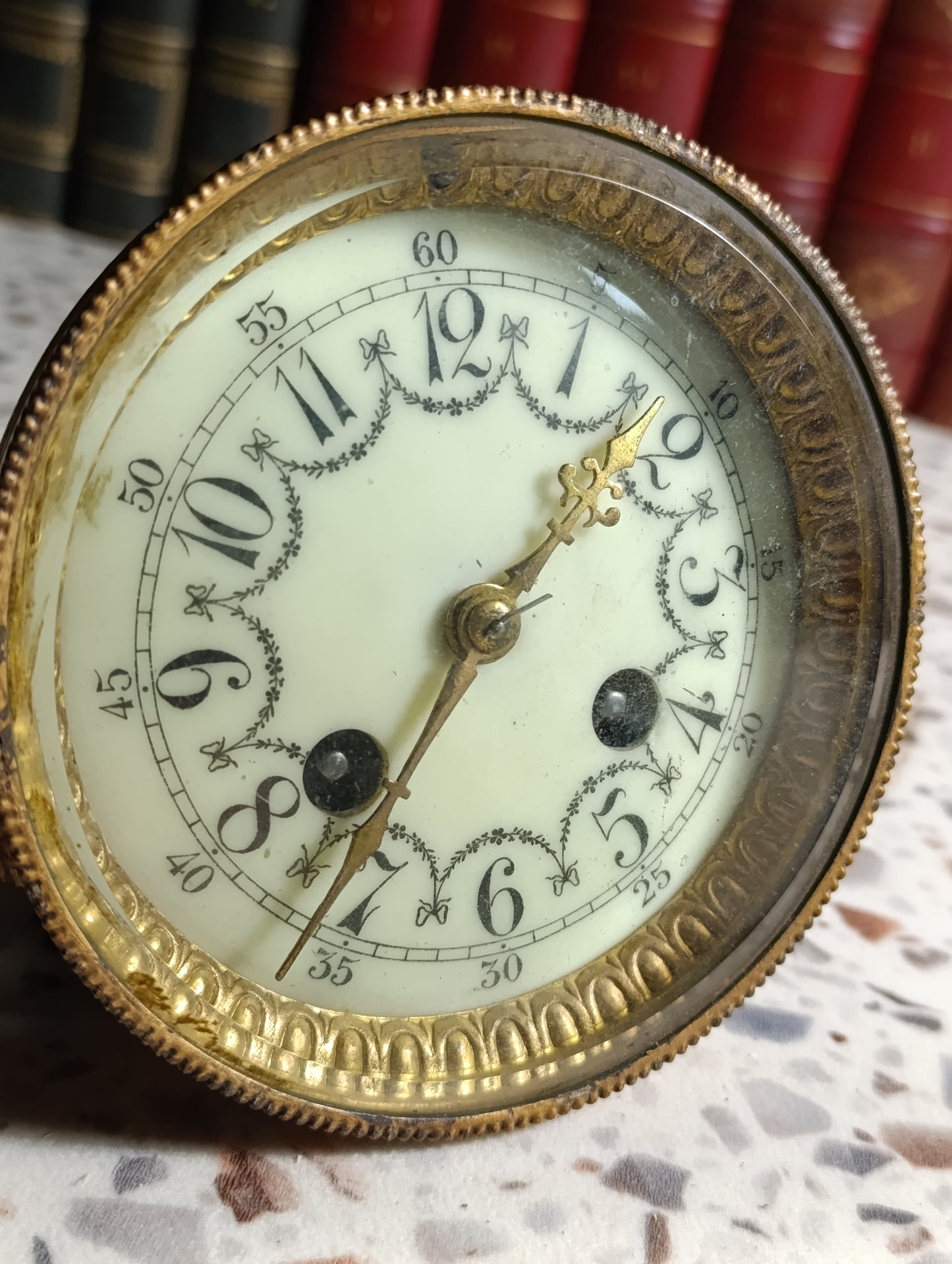 Mouvement d'horloge ancien Japy Frères n°5197 avec cadran émaillé – Ø 11,8 cm
