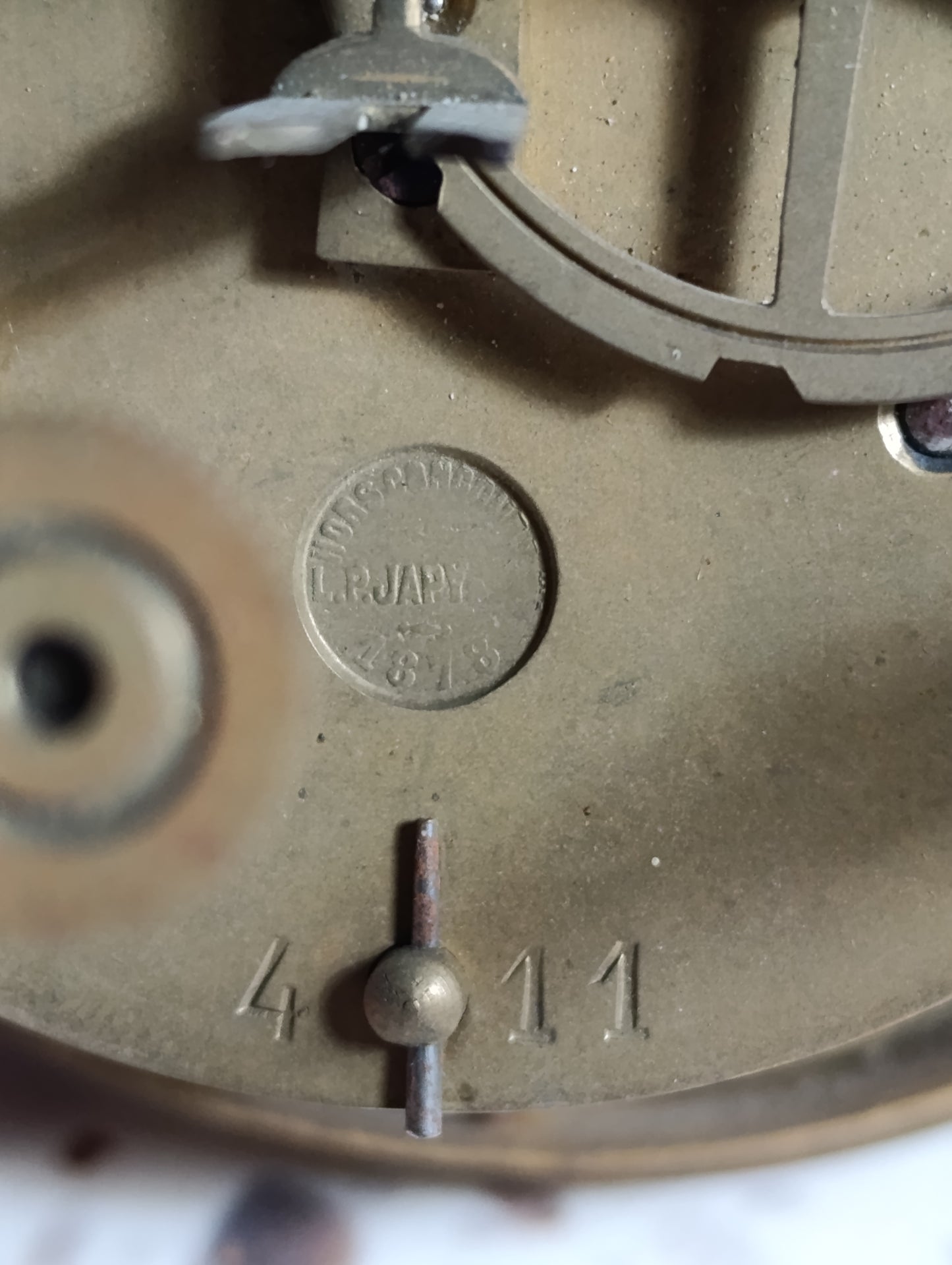 Mouvement d'horloge ancien Japy Frères n°5197 avec cadran émaillé – Ø 11,8 cm