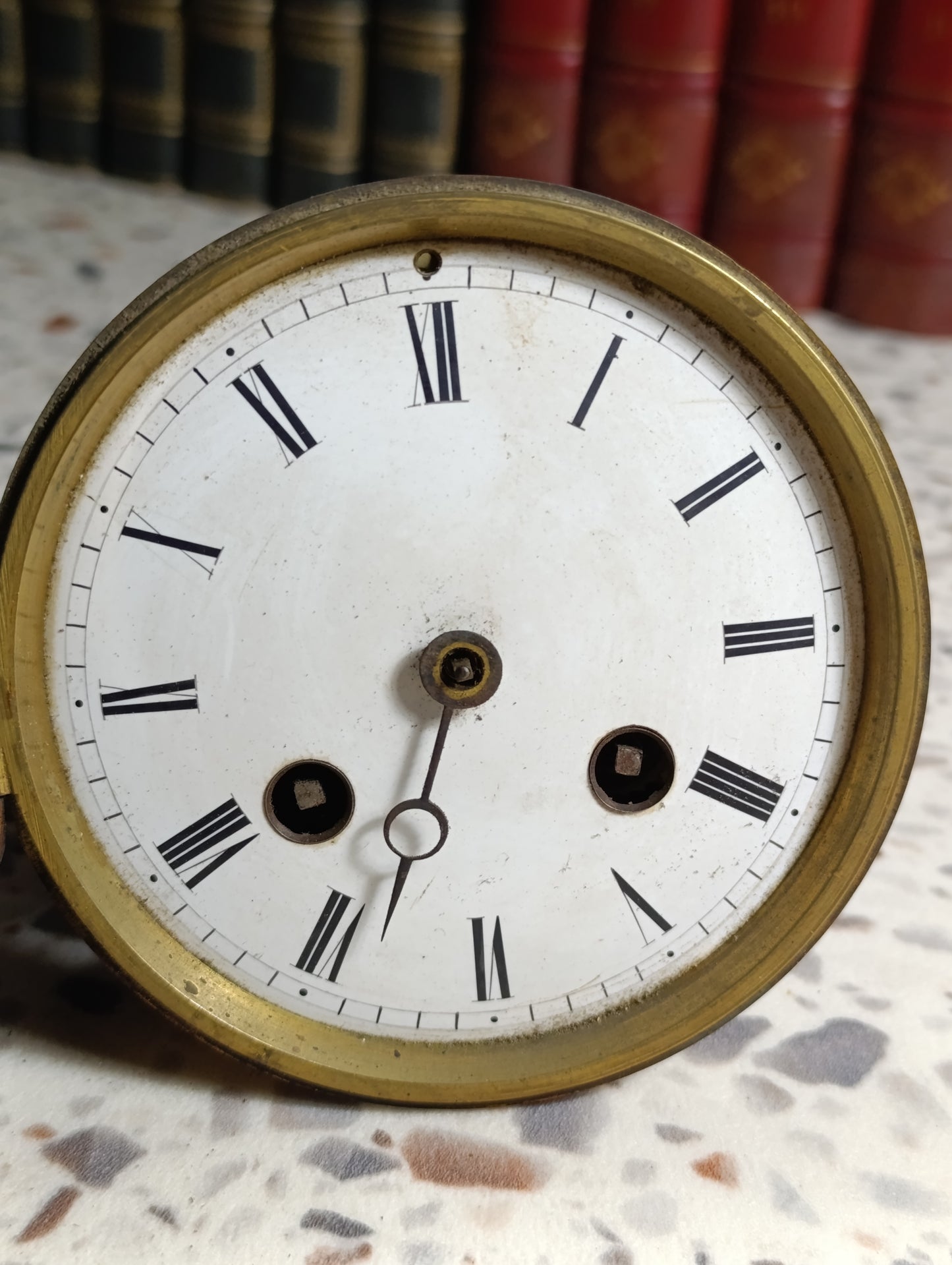 Réveil ancien mécanique Japy Frères – Cadran émaillé – Laiton – À restaurer