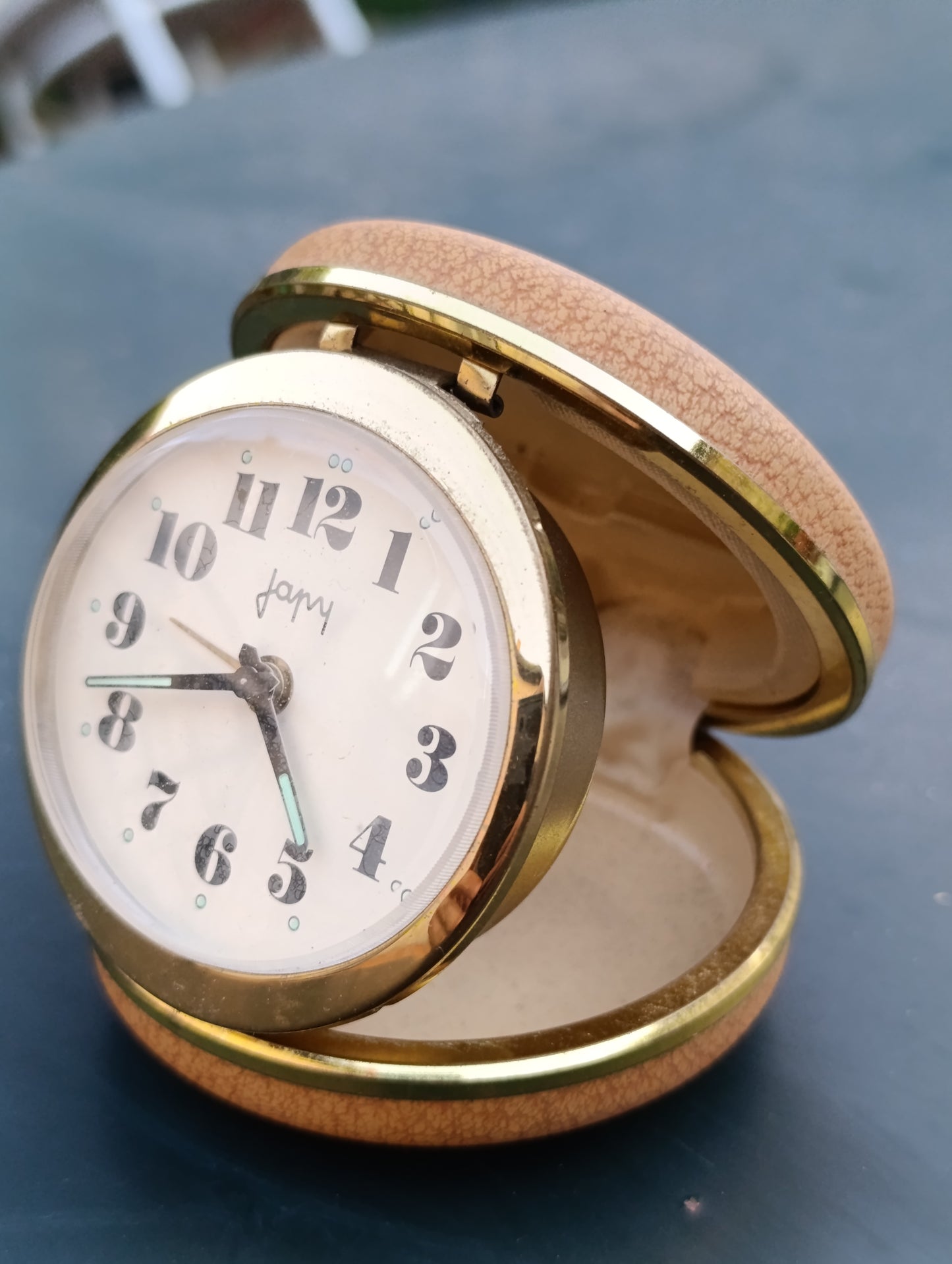 Réveil de voyage Japy pliant rond vintage – Made in France – Fonctionnel