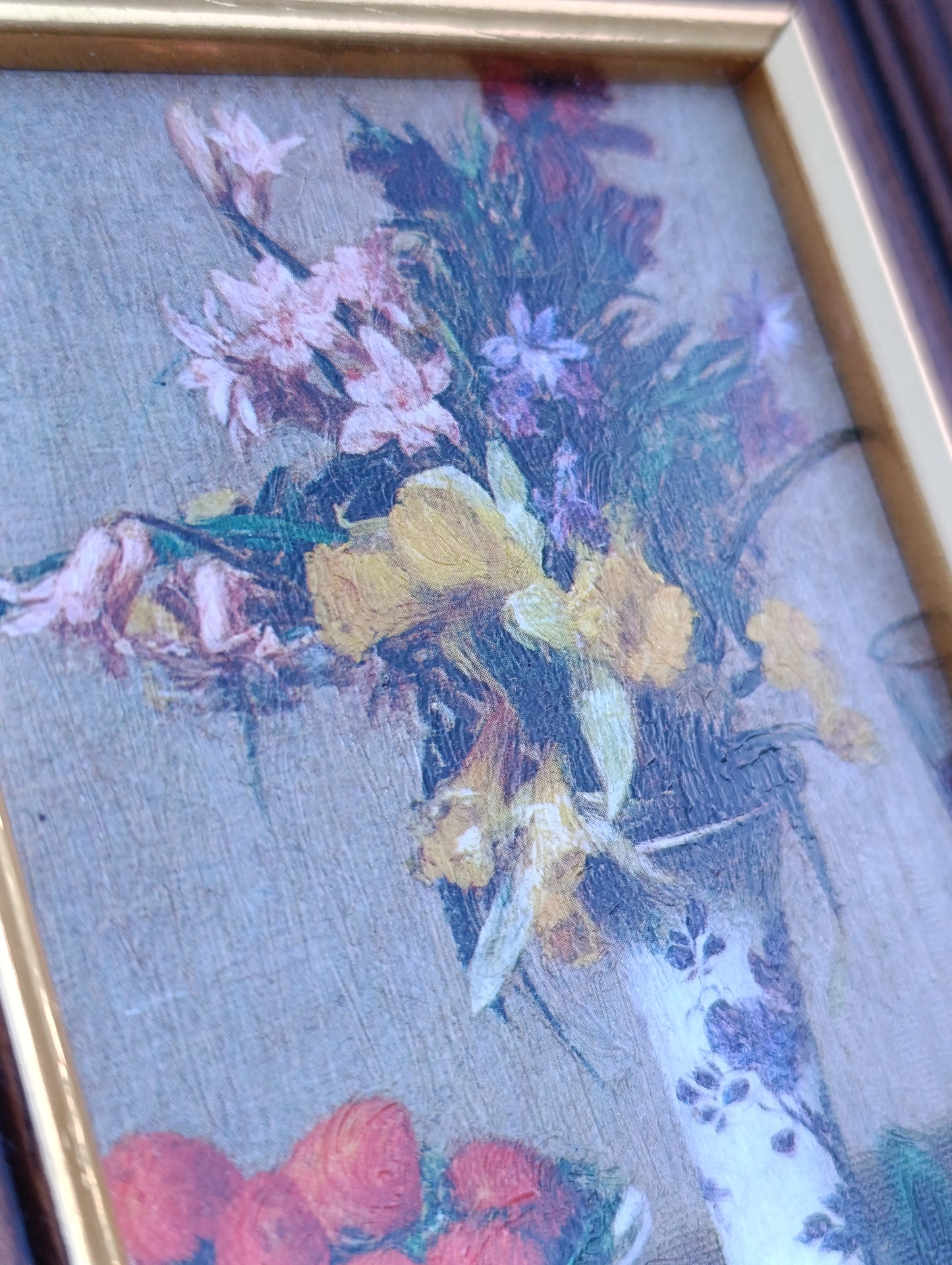 Reproduction encadrée Henri Fantin-Latour – Nature morte aux fleurs et fruits – Cadre bois 20 × 16 cm