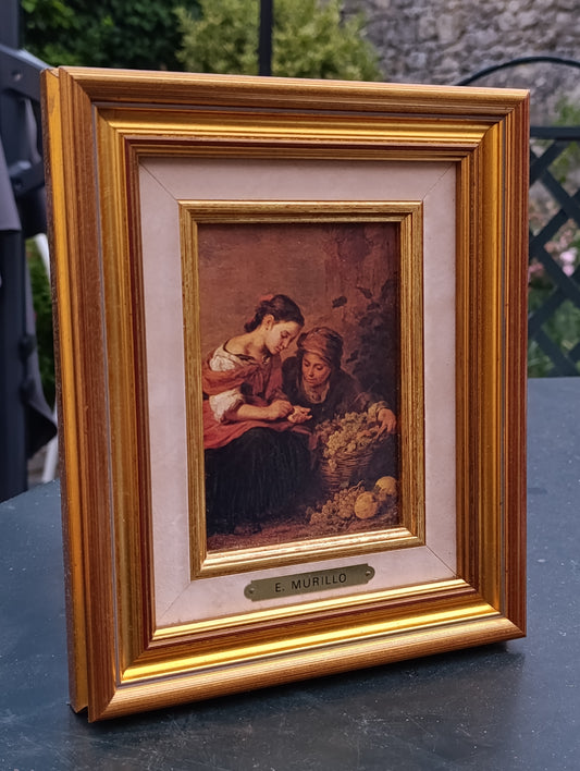 Reproduction encadrée Bartolomé Esteban Murillo – Scène de genre – Cadre doré 24 × 20 cm
