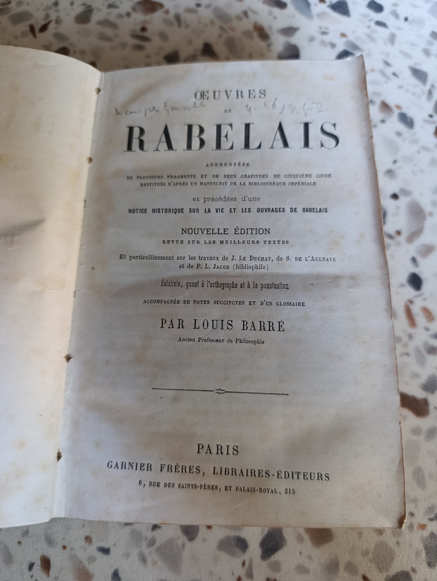 Œuvres de Rabelais – Édition Louis Barré – Garnier Frères – Reliure ancienne