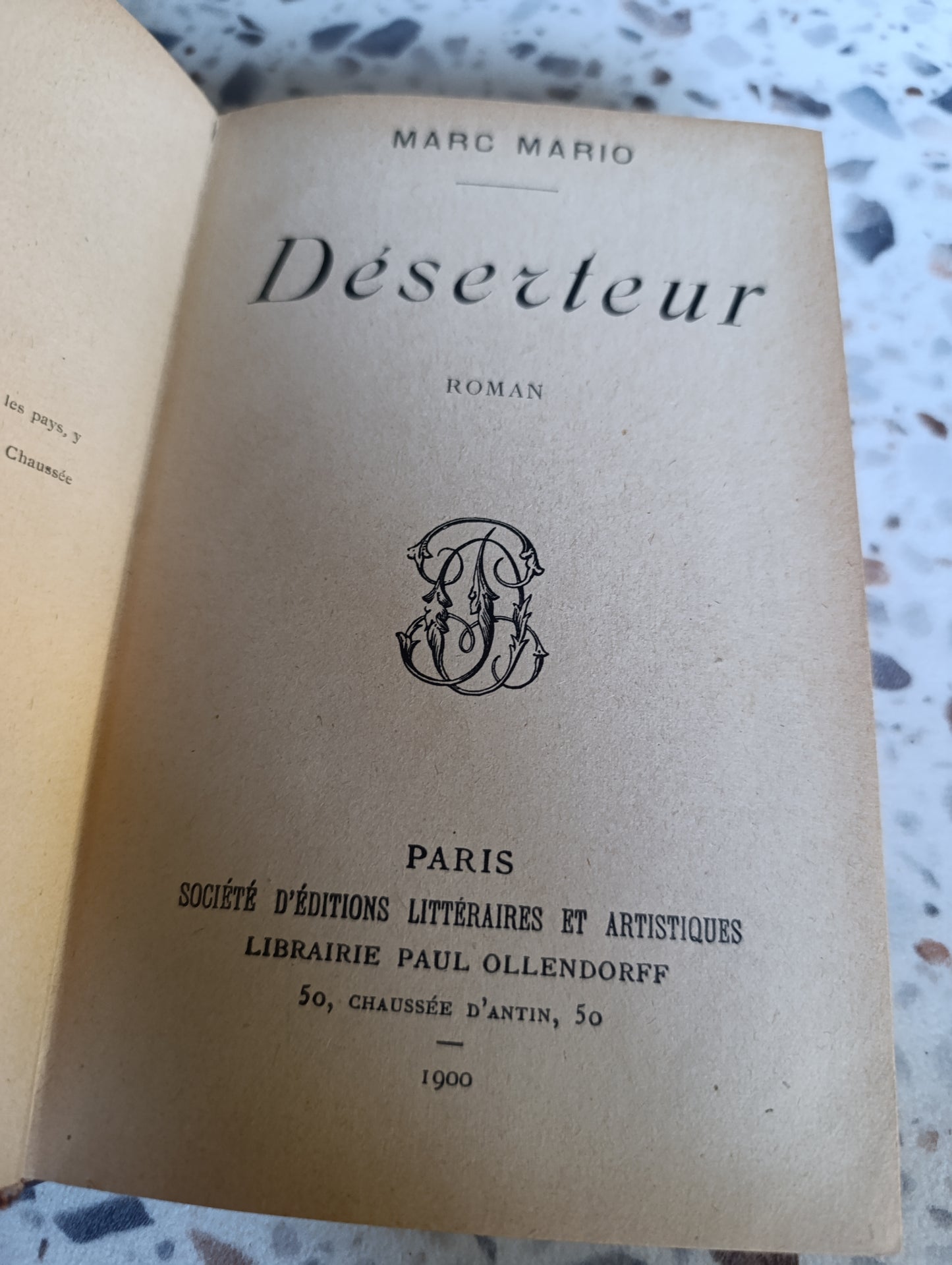Déserteur – Marc Mario – Édition originale de 1900 – Reliure demi-cuir