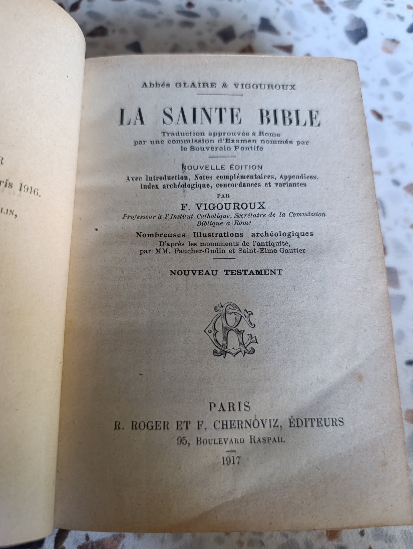 La Sainte Bible – Nouveau Testament – Glaire & Vigouroux – Édition illustrée 1917