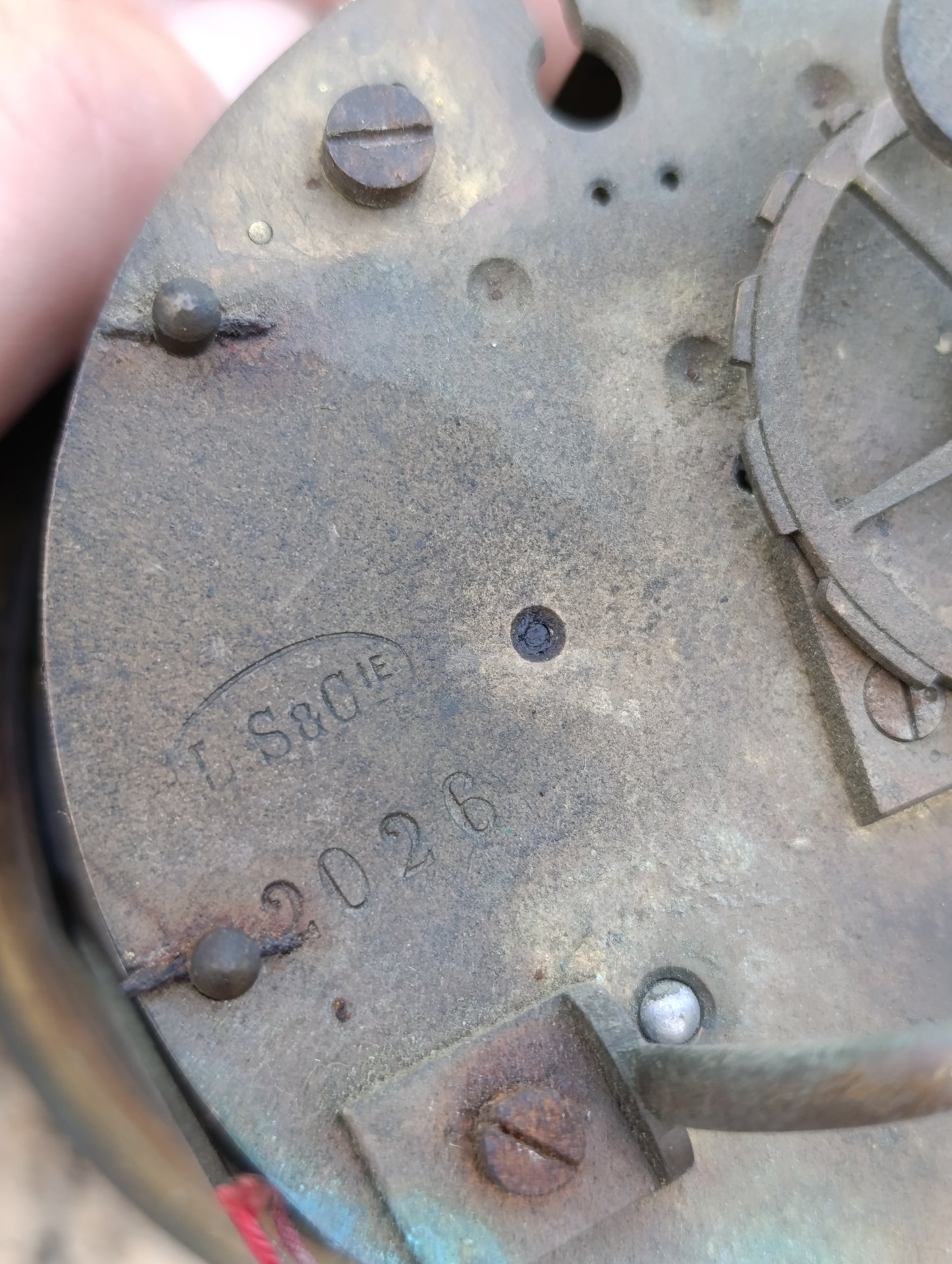 Mouvement d'horloge ancienne L.S & Cie avec cadran émaillé – Pour pièces ou restauration