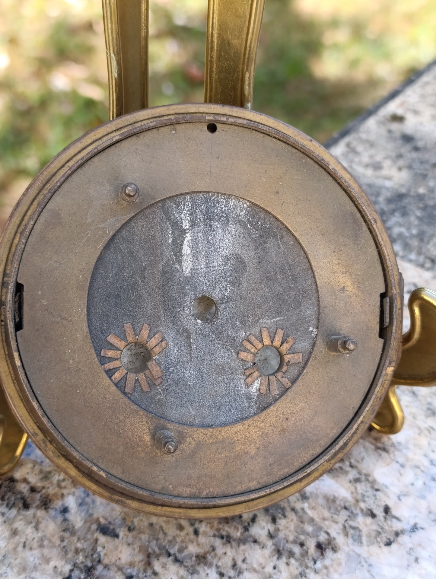 Cadran d'horloge ancienne noir à chiffres romains avec entourage en laiton – 13 cm – pour restauration