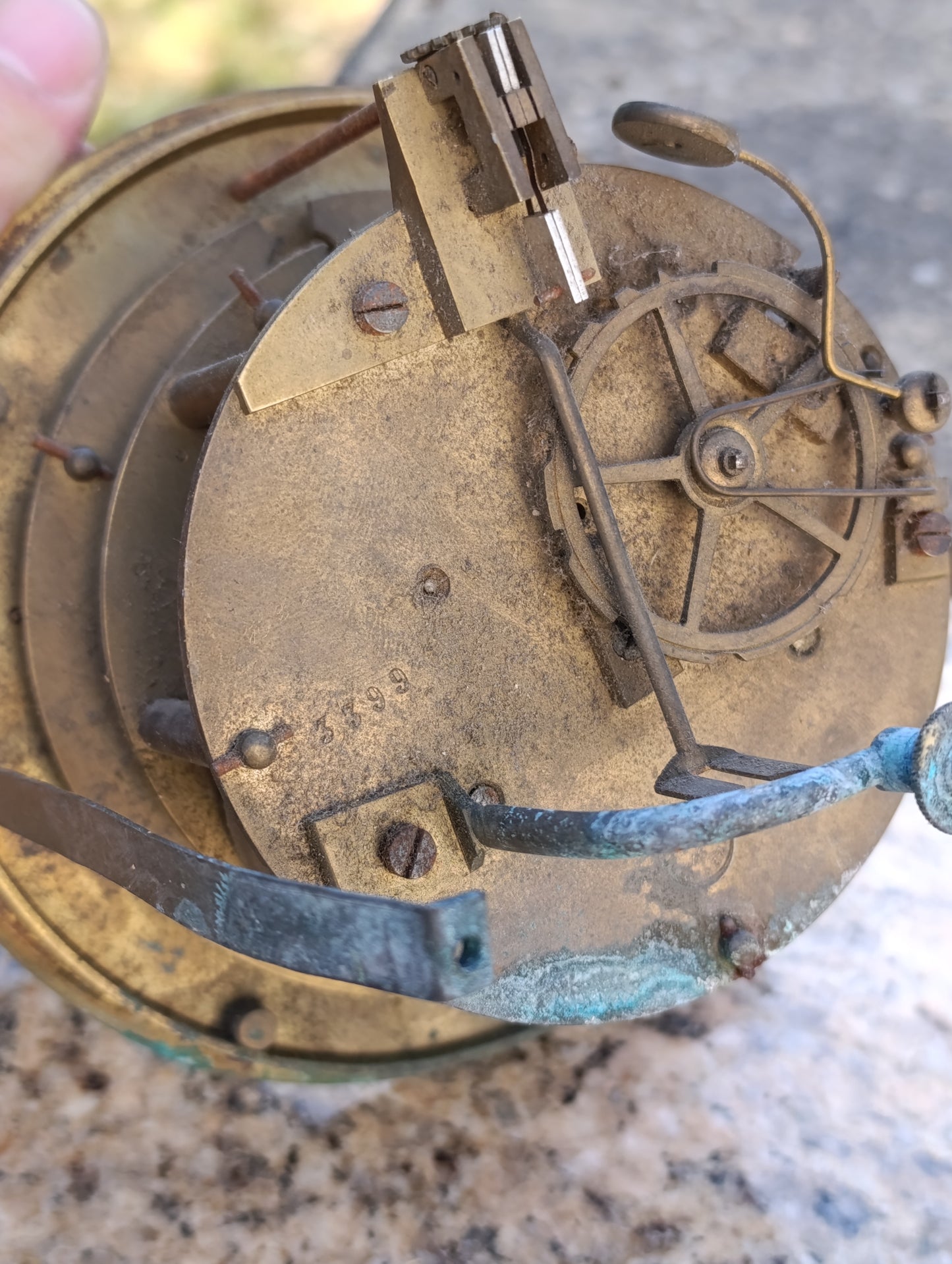 Mouvement d'horloge ancien Marti Cie avec cadran émaillé – Ø 15 cm – pour restauration