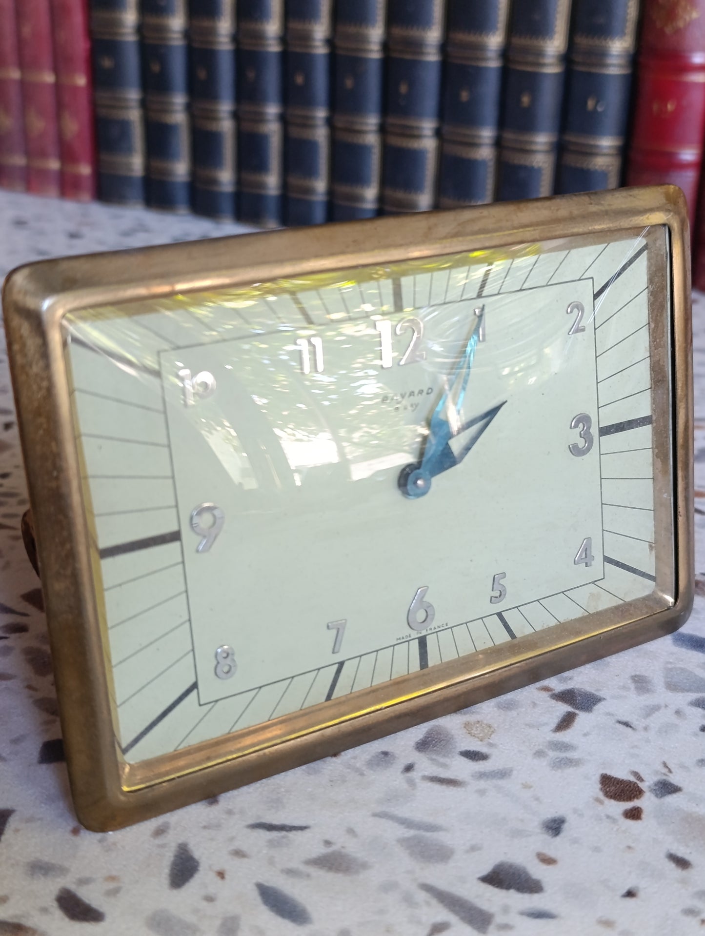 Réveil ancien Bayard 8 jours Art Déco Made in France – façade complète avec mécanisme