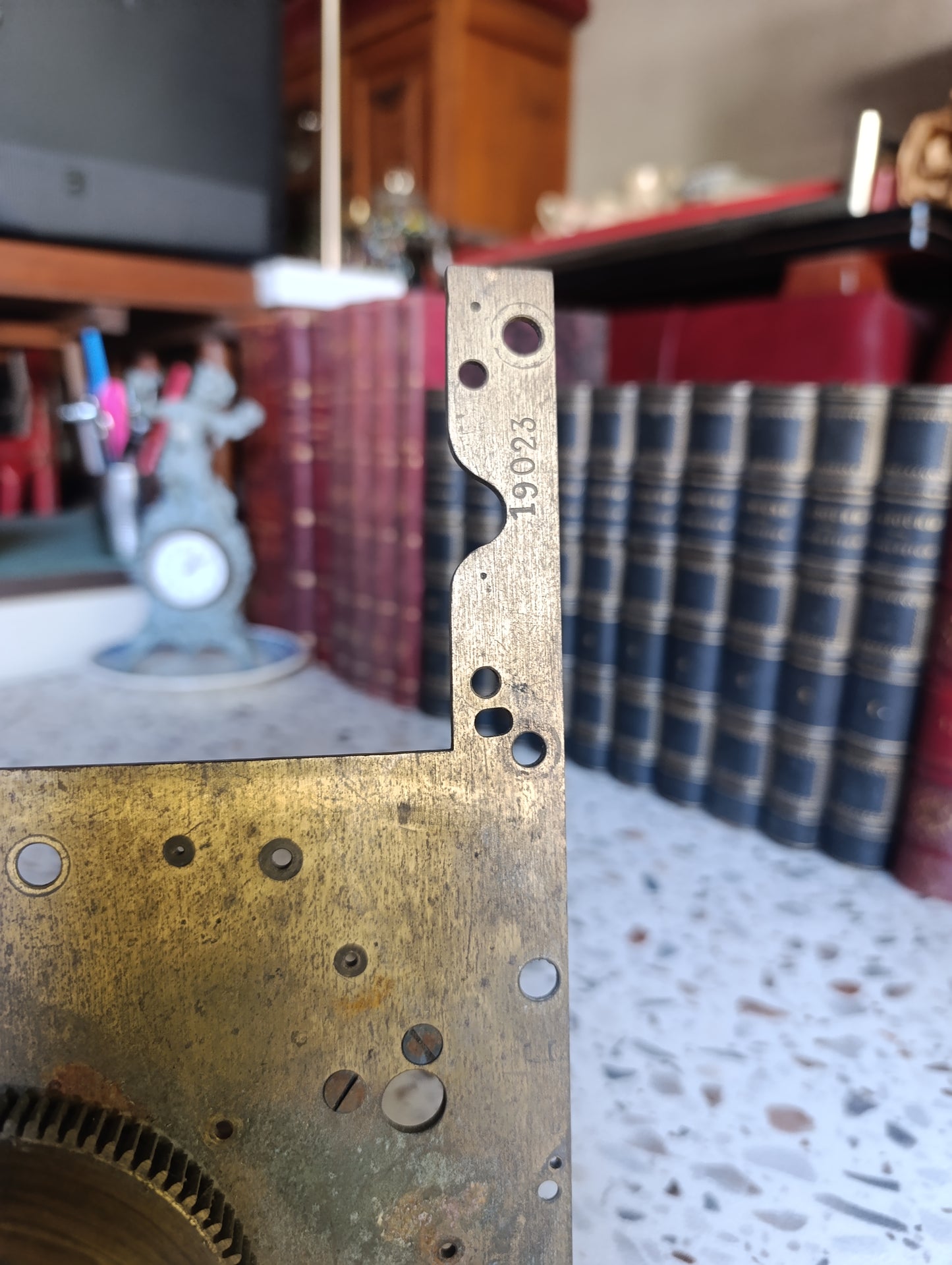 Mécanisme ancien d’horloge à platine pour restauration ou récupération de pièces – 15,9 cm