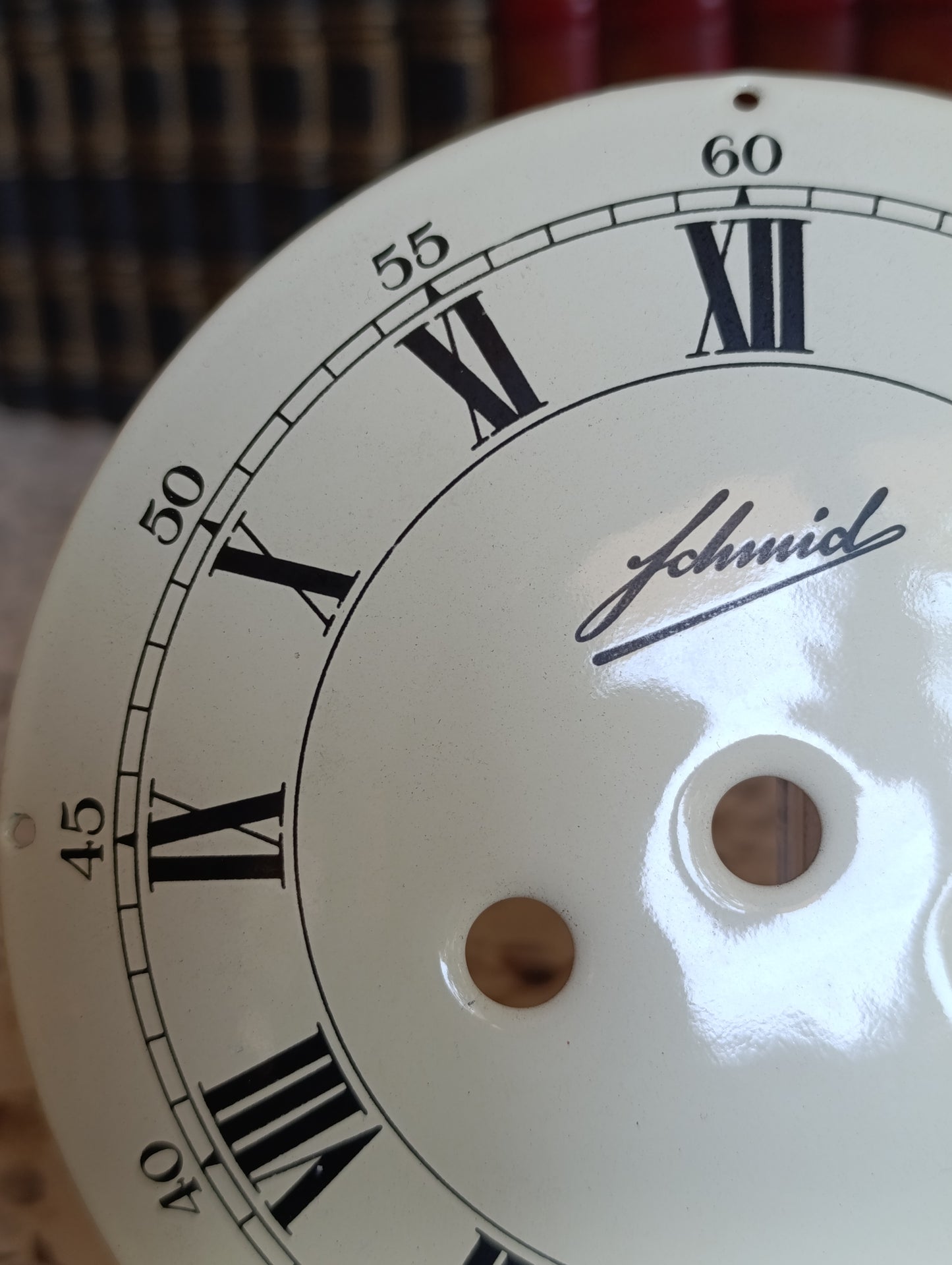 Cadran émaillé pour pendule ou horloge mécanique – Chiffres romains – Ø 14,7 cm