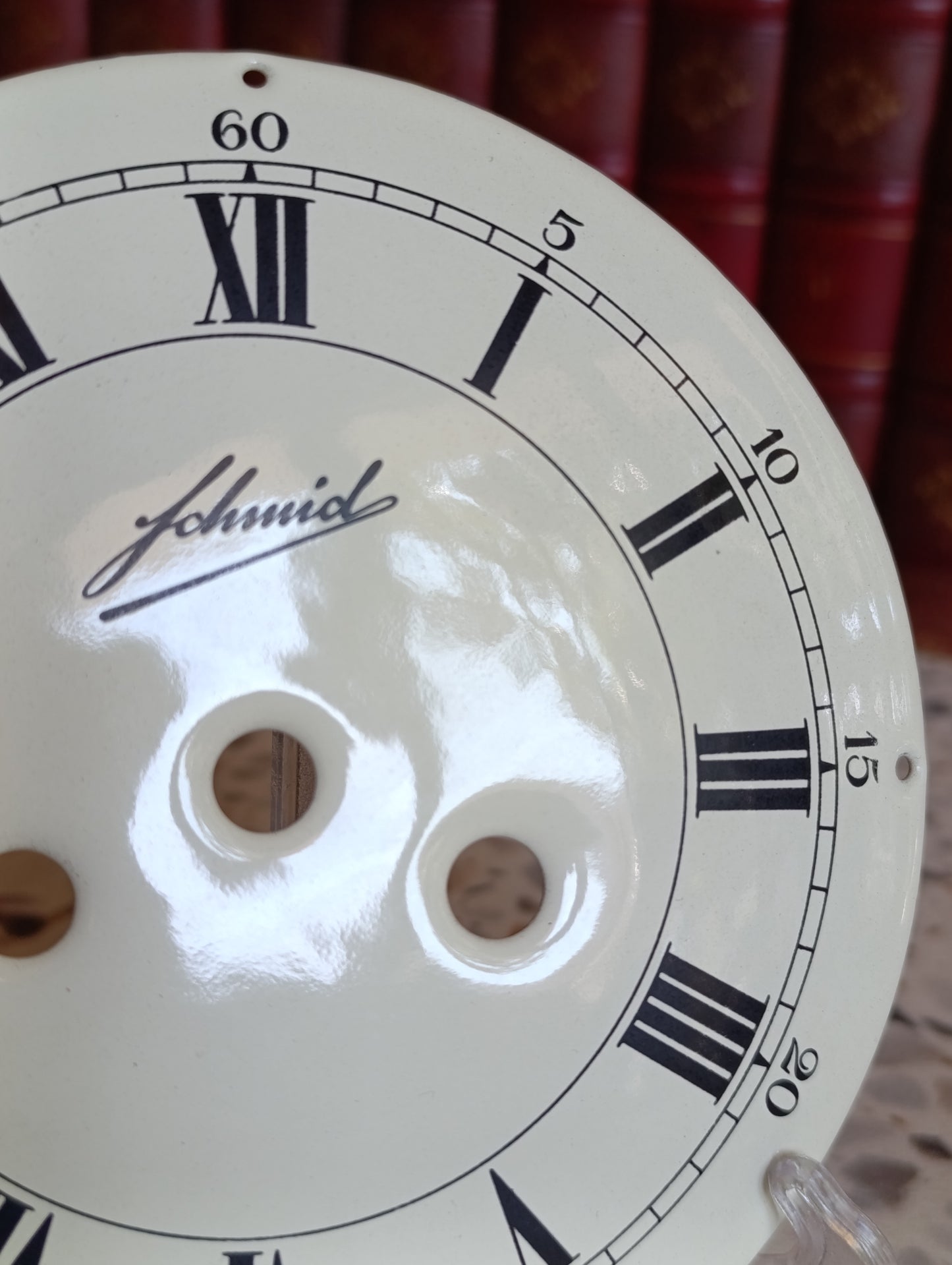 Cadran émaillé pour pendule ou horloge mécanique – Chiffres romains – Ø 14,7 cm