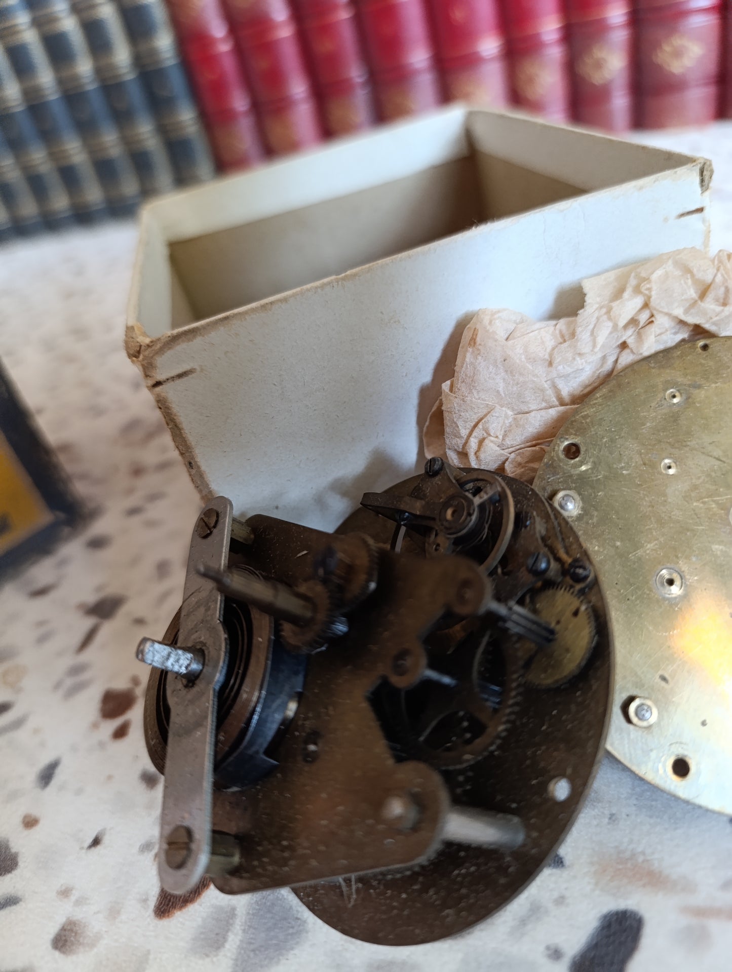 Mouvement ancien de réveil JAZ Marti S. & Cie avec boîte d'origine – Lot de pièces détachées pour restauration