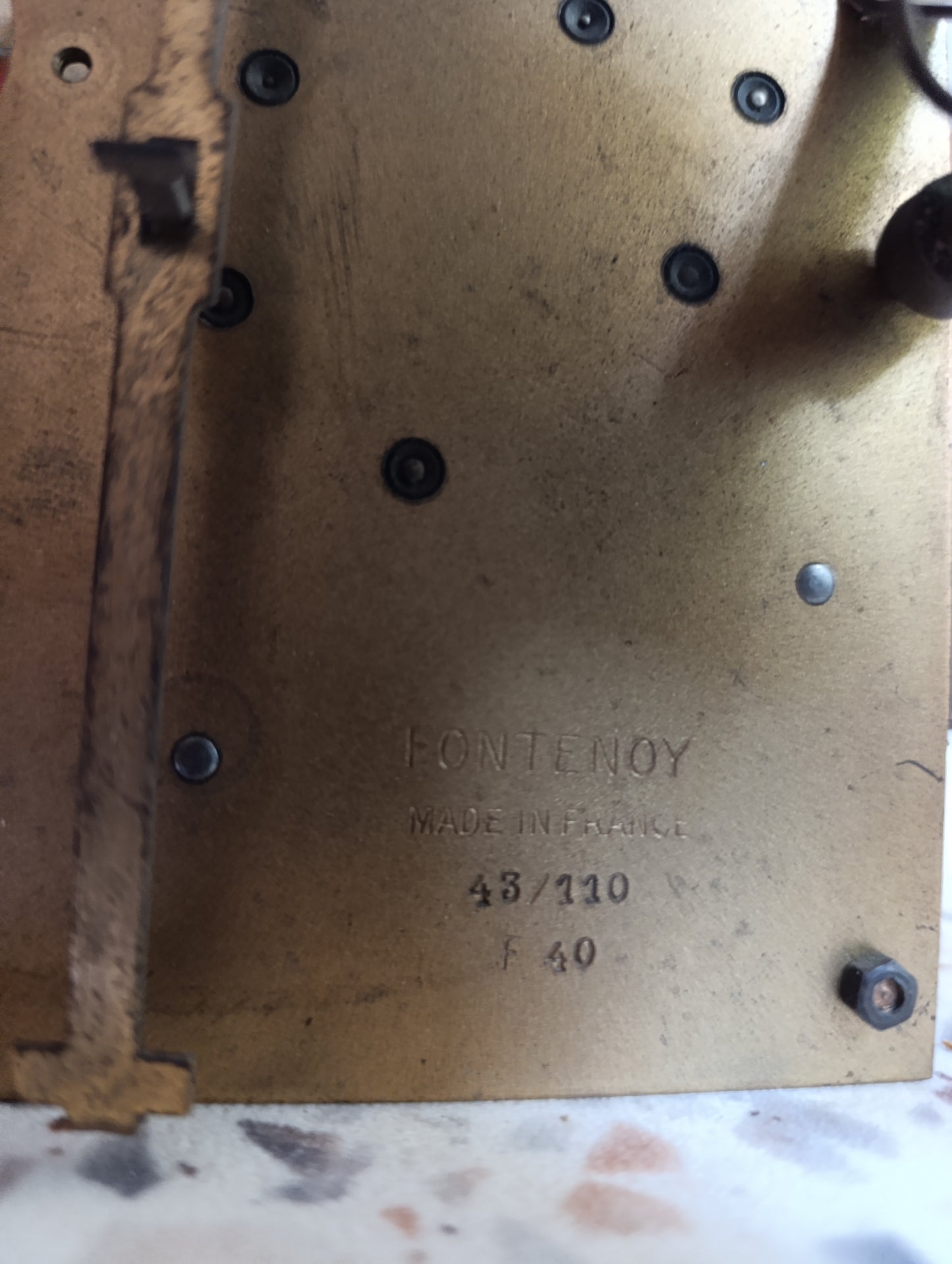 Mouvement d’horloge carillon Fontenoy Made in France 43/110 À remonter