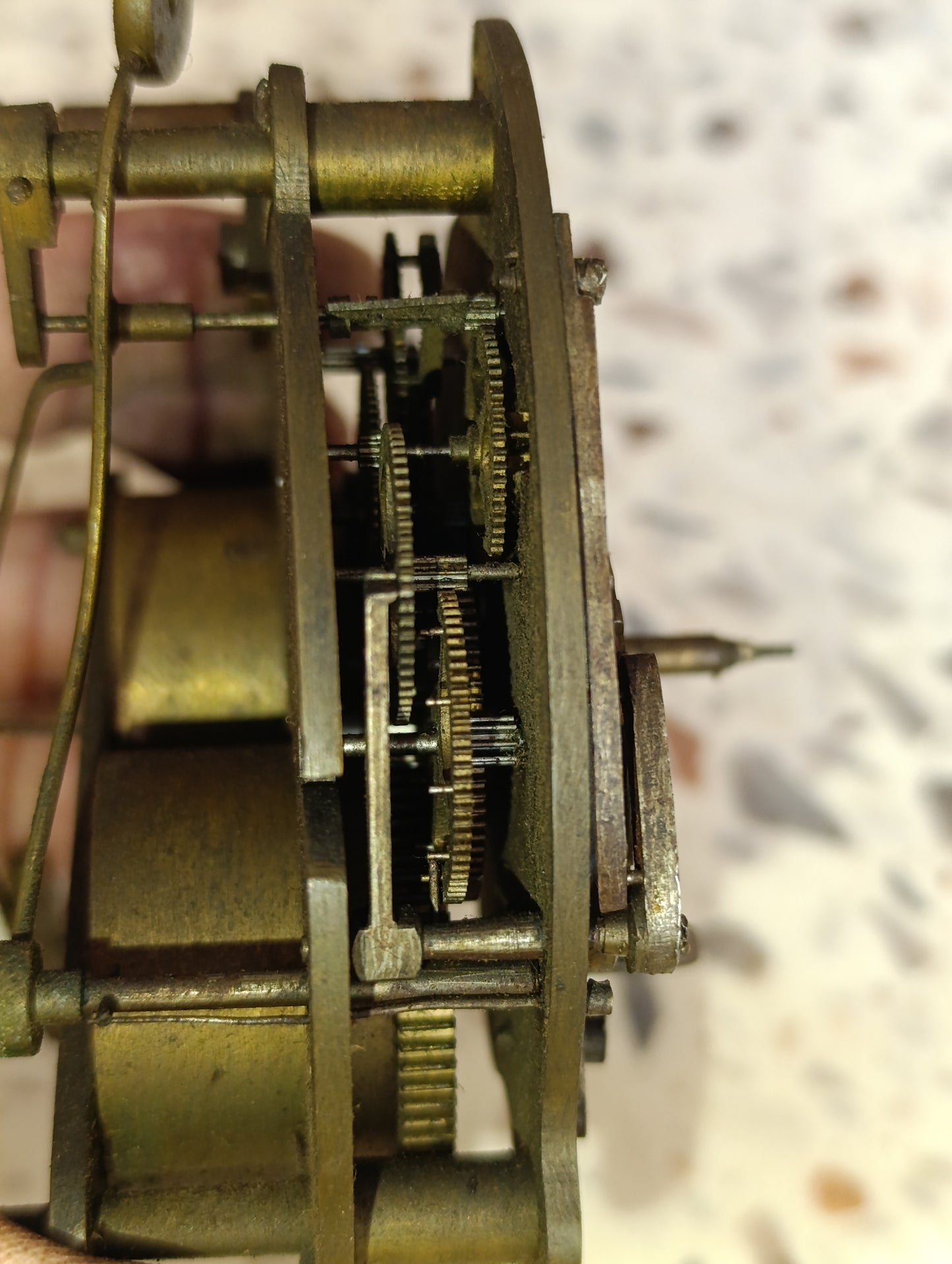 Mécanisme de pendule ancien à double barillet – Mouvement mécanique pour restauration ou pièces détachées
