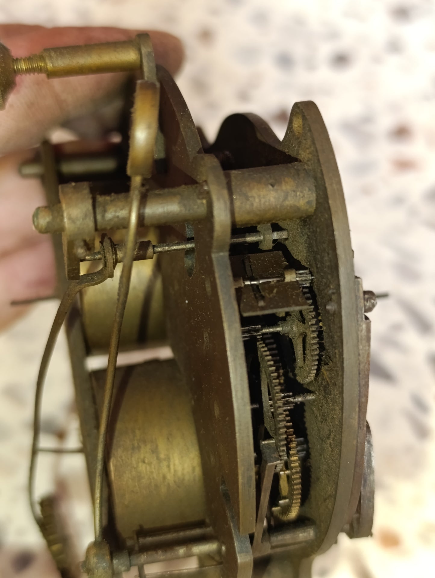 Mécanisme de pendule ancien à double barillet – Mouvement mécanique pour restauration ou pièces détachées