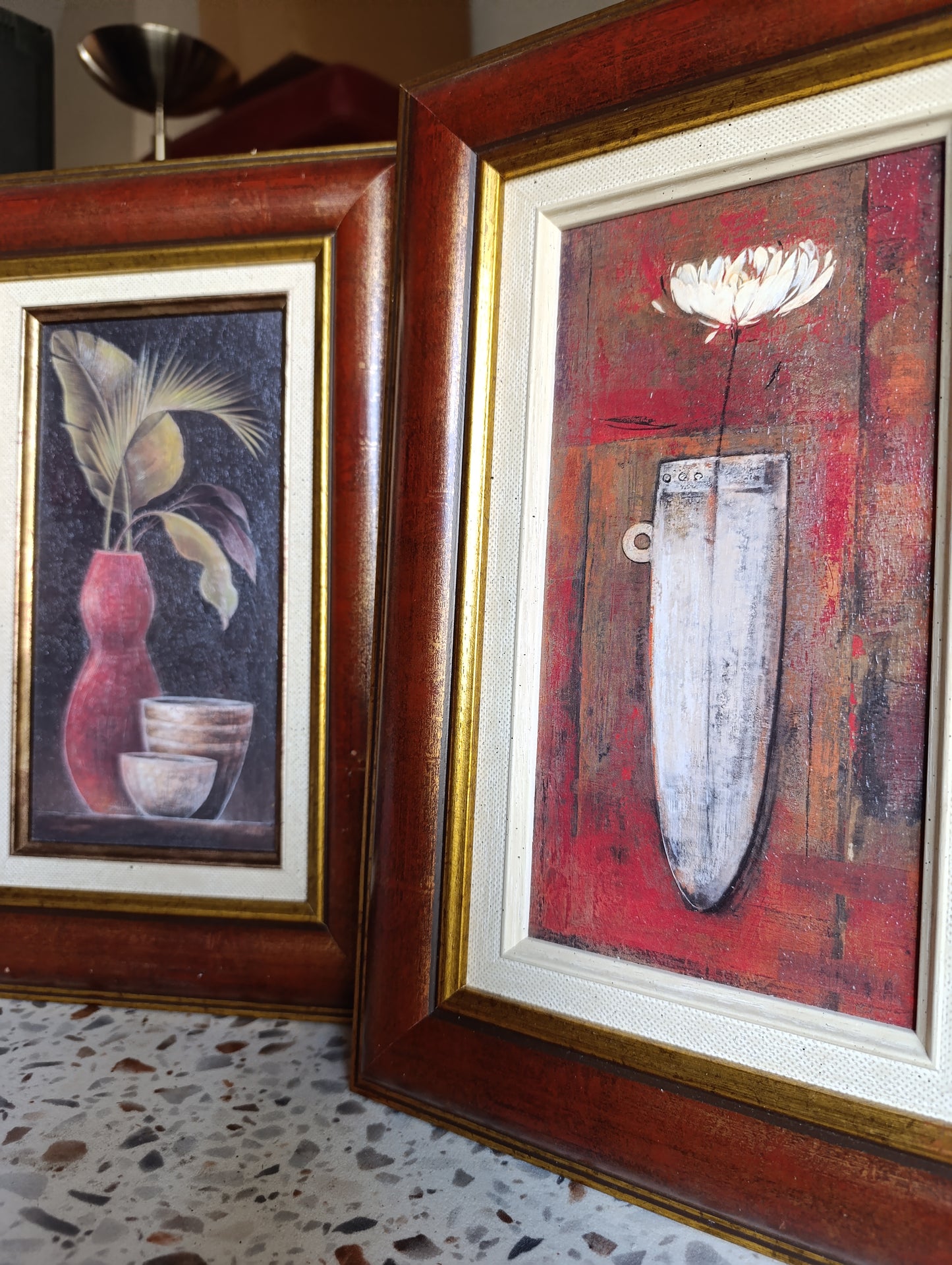 Lot de 2 tableaux décoratifs encadrés – Nature morte florale – 39 x 27 cm