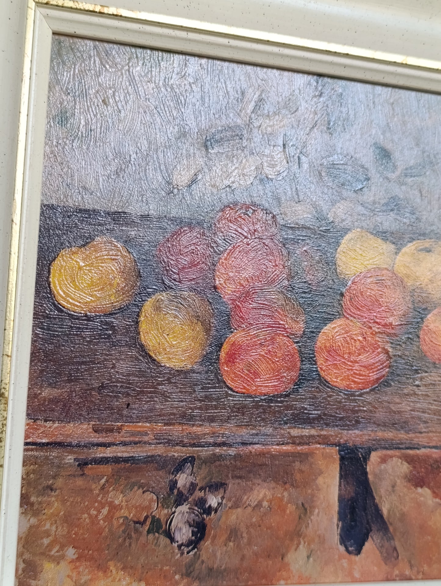 Tableau décoratif nature morte aux fruits style Cézanne encadré – 30,5 x 34,5 cm
