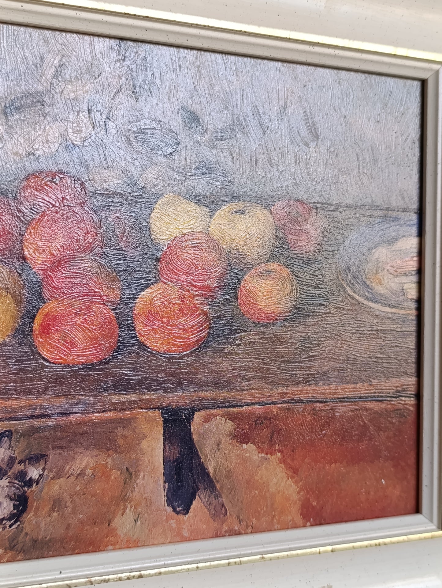Tableau décoratif nature morte aux fruits style Cézanne encadré – 30,5 x 34,5 cm