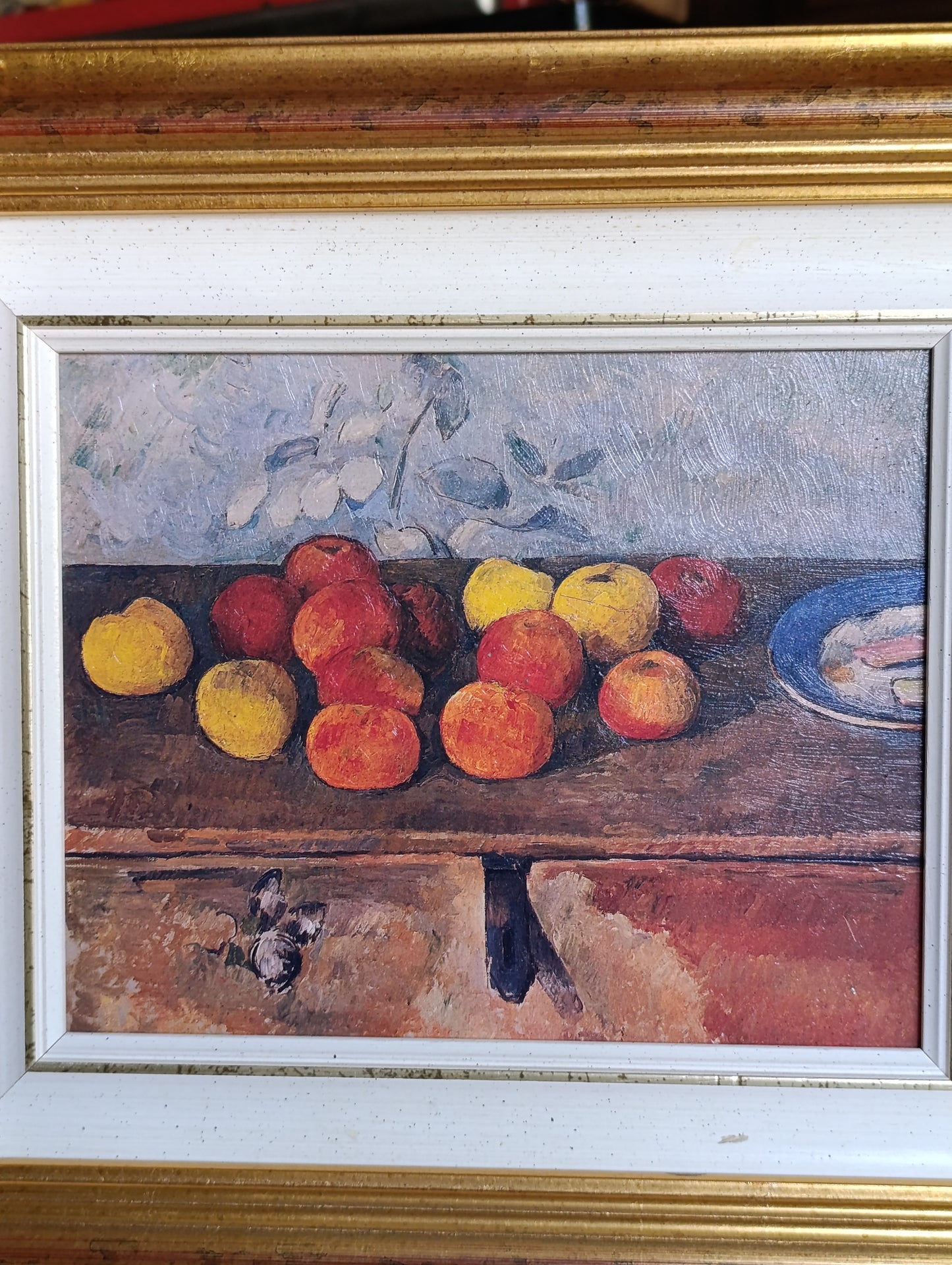 Tableau décoratif nature morte aux fruits style Cézanne encadré – 30,5 x 34,5 cm