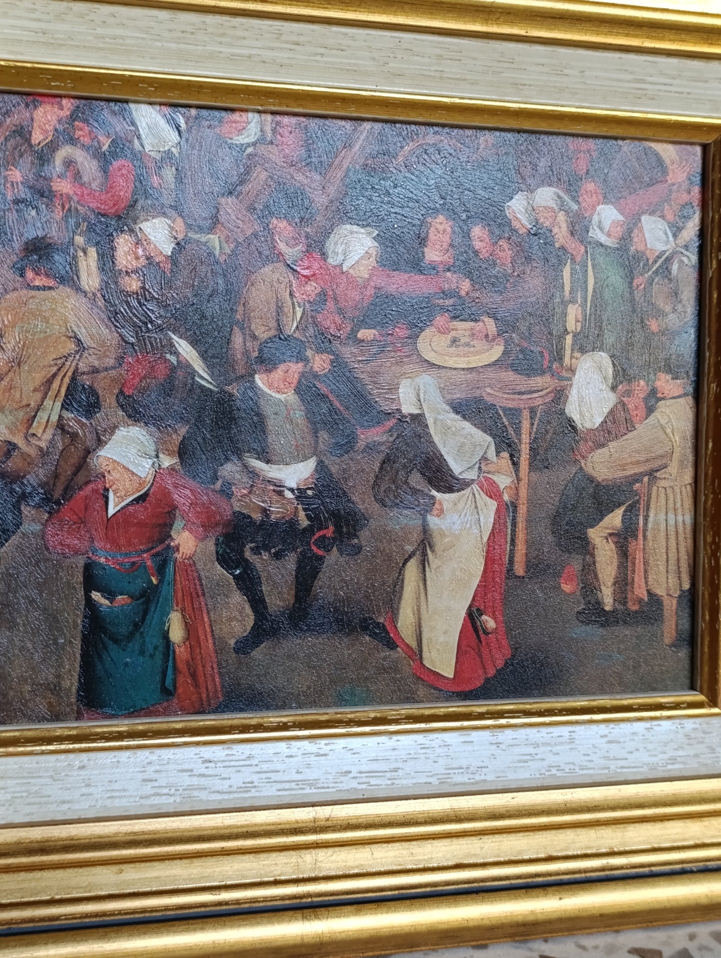 Tableau reproduction Pieter Bruegel Danse paysanne encadré – 31,5 x 39,2 cm