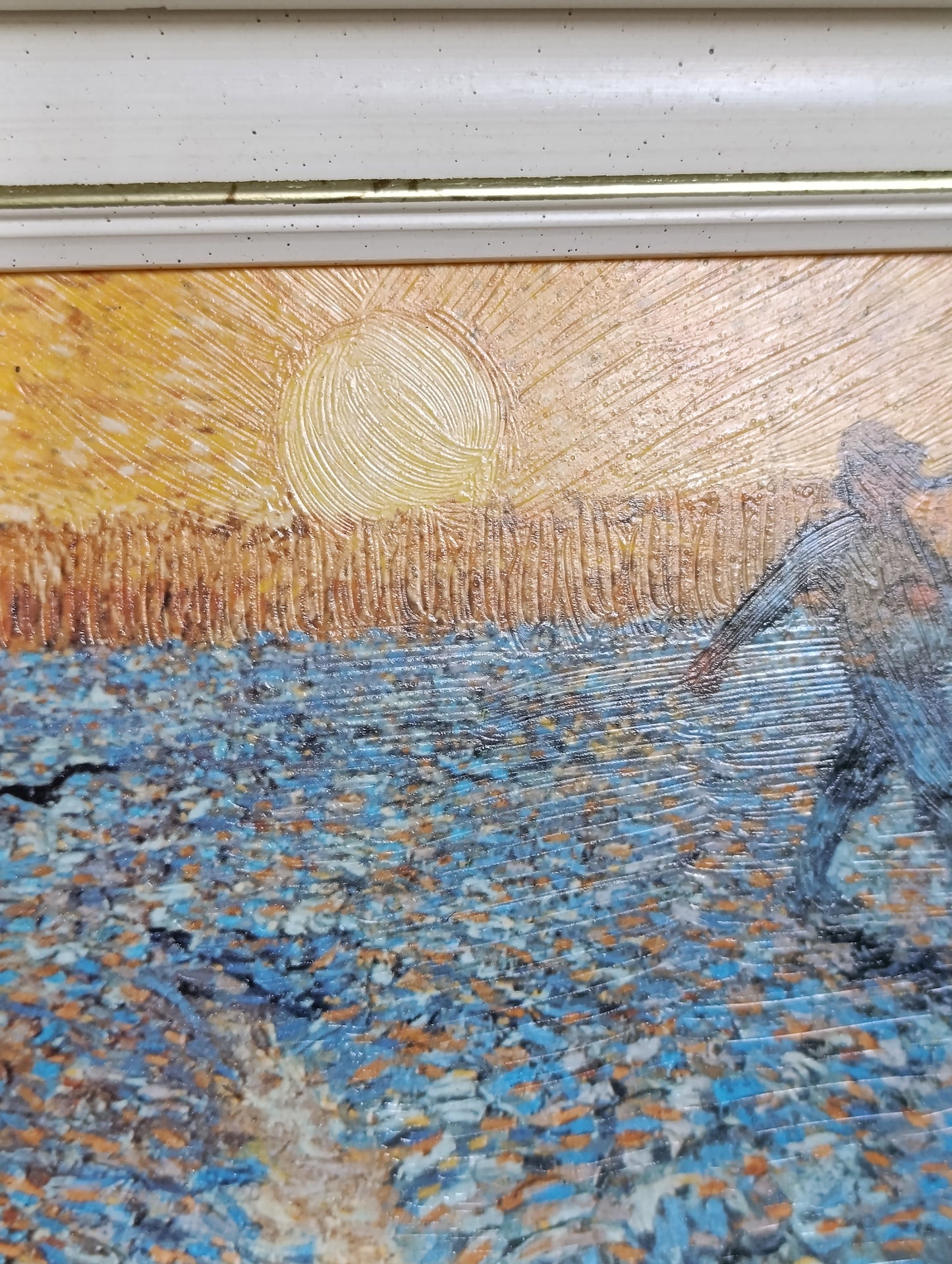 Reproduction encadrée « Le Semeur » d'après Vincent Van Gogh tableau décoratif sur toile texturée cadre bois 43,6 x 37,6 cm