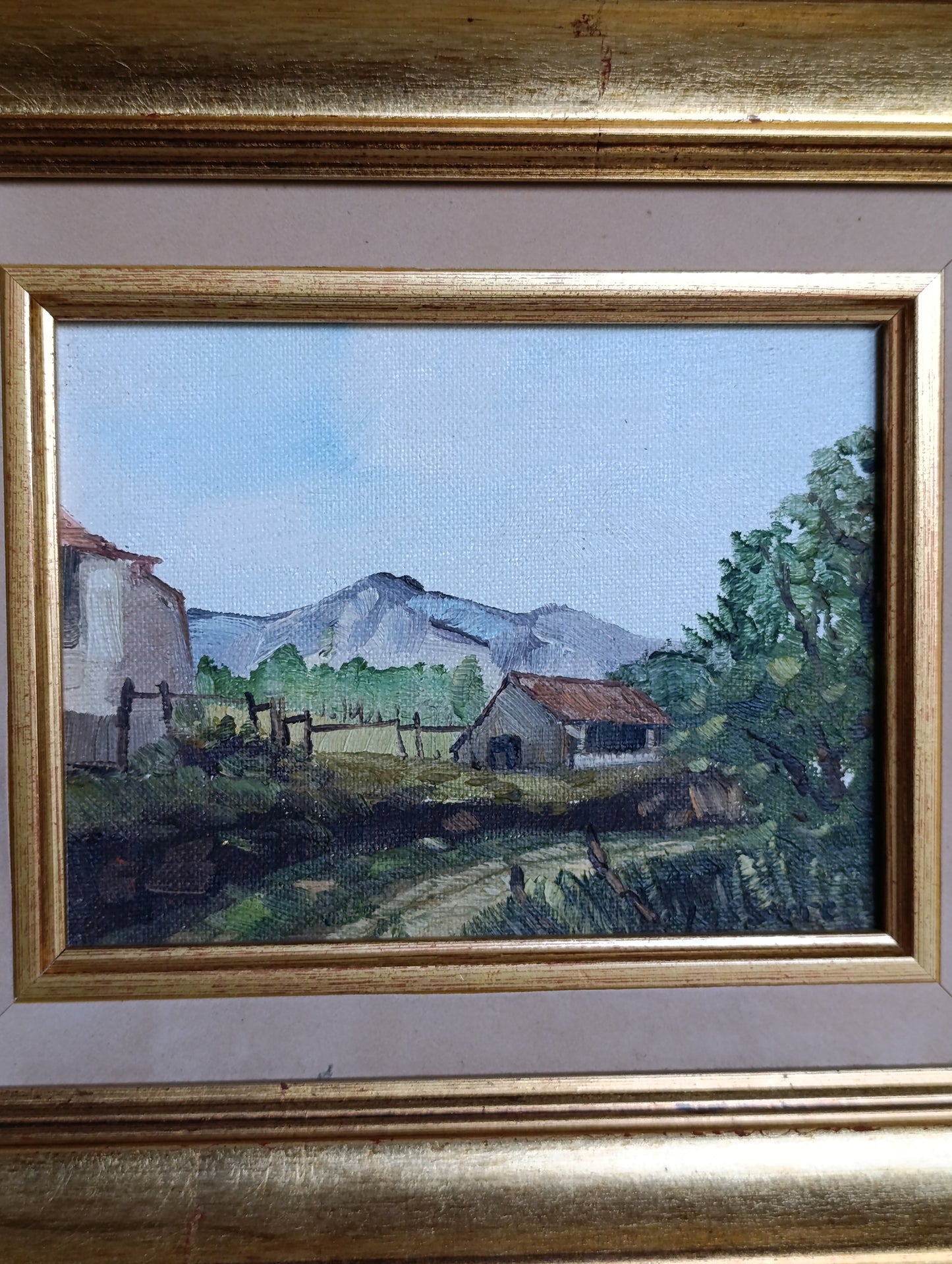Tableau paysage de campagne – Huile sur toile encadrée – Œuvre originale