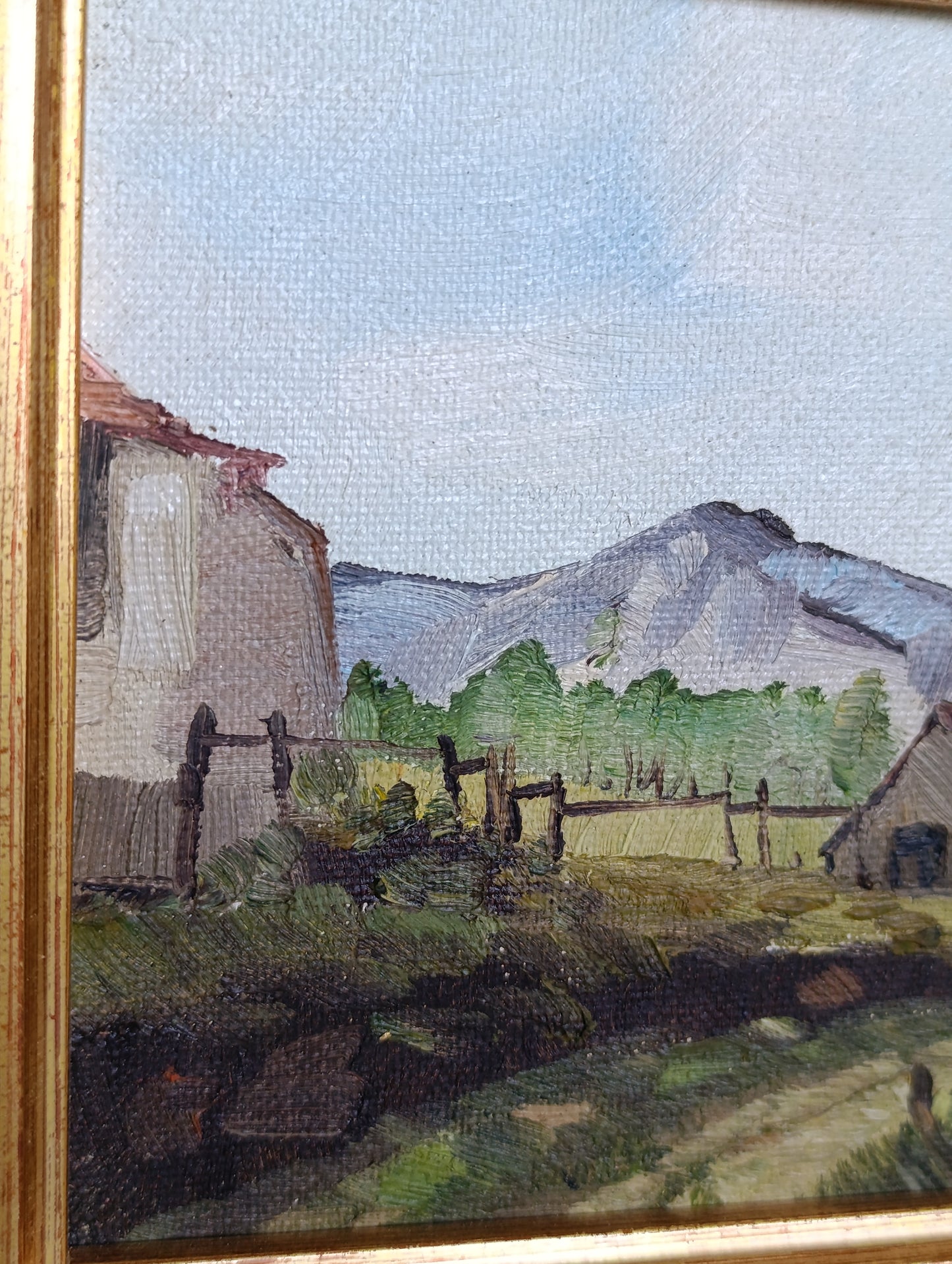 Tableau paysage de campagne – Huile sur toile encadrée – Œuvre originale