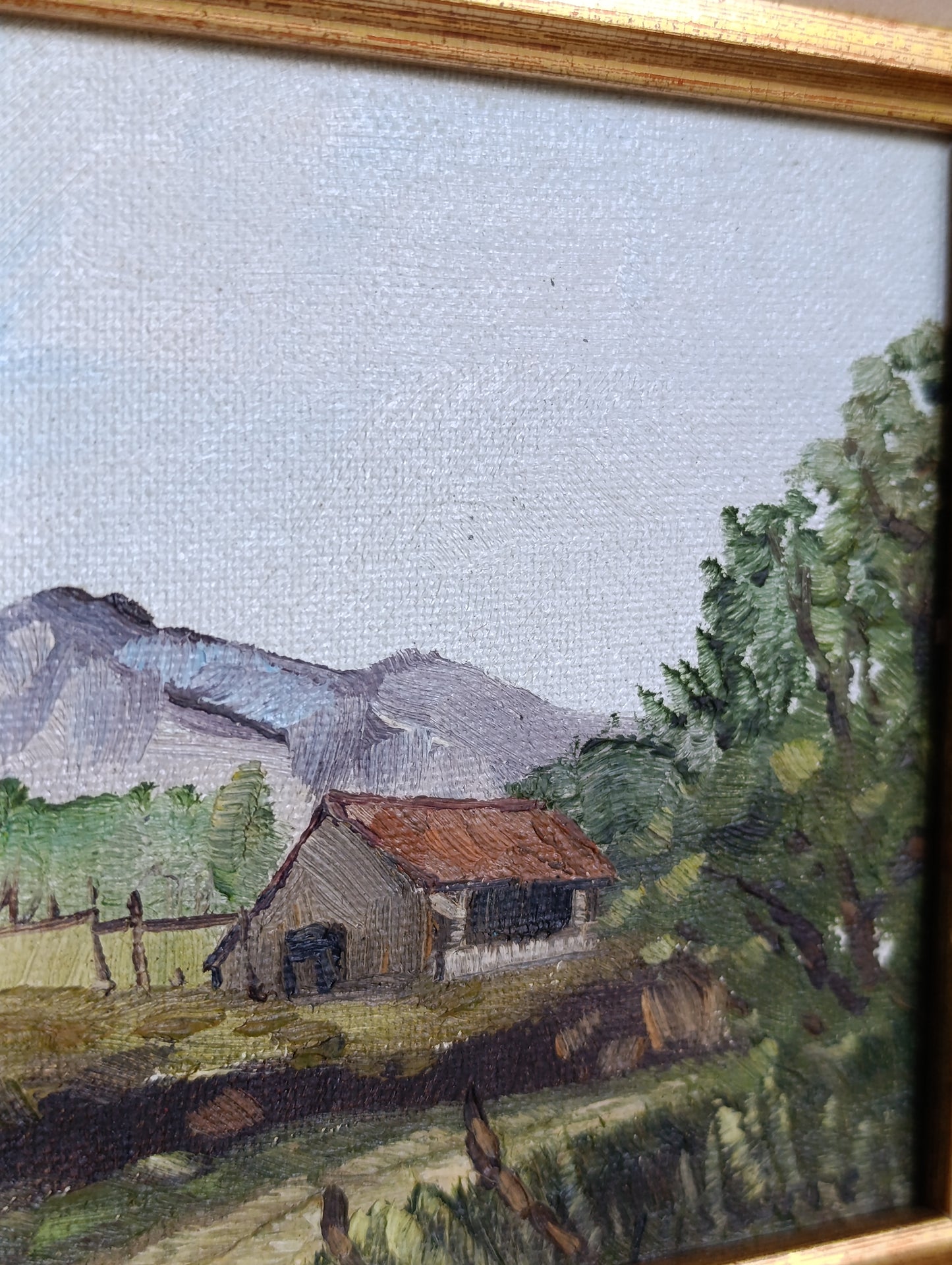 Tableau paysage de campagne – Huile sur toile encadrée – Œuvre originale