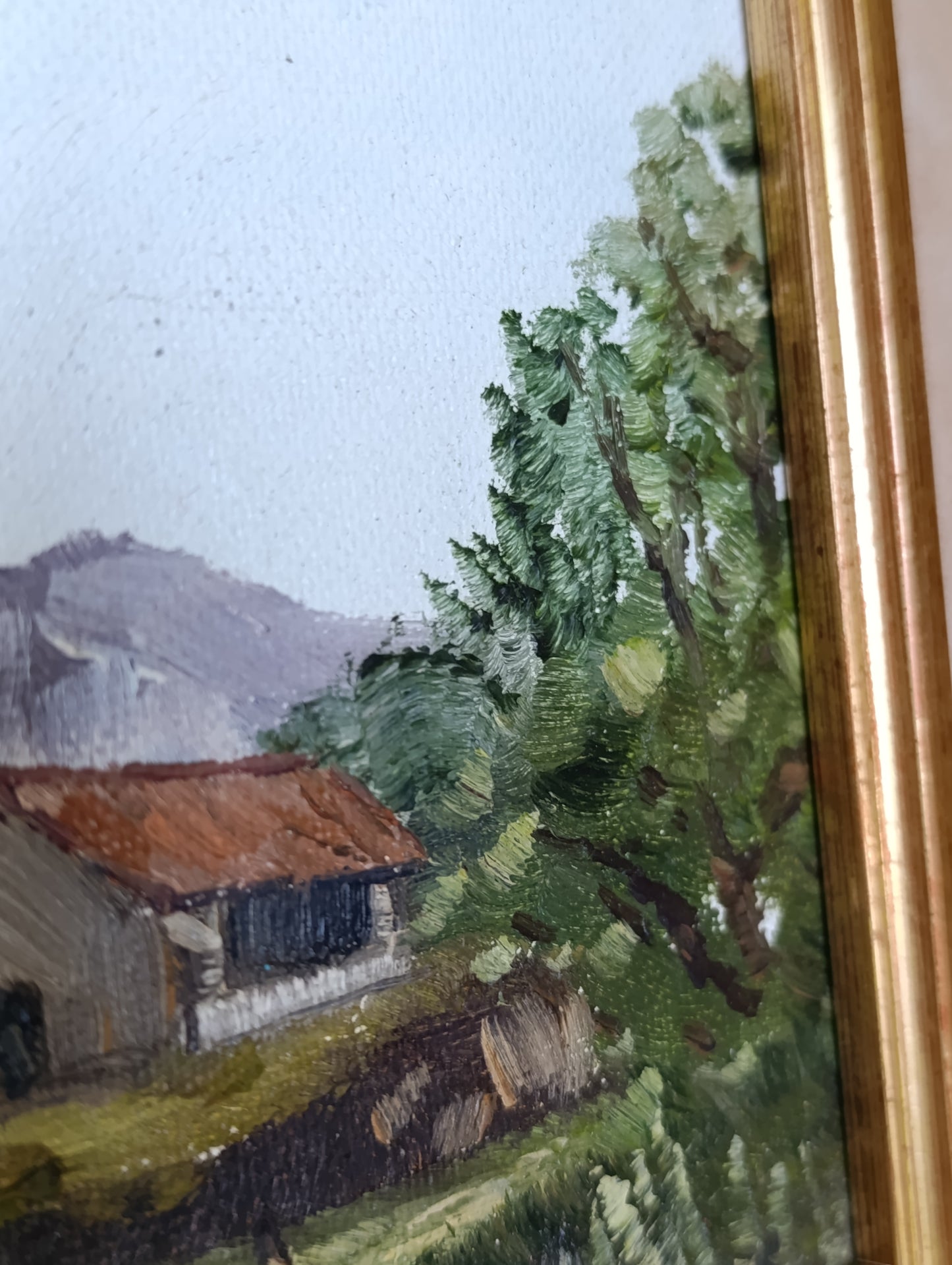 Tableau paysage de campagne – Huile sur toile encadrée – Œuvre originale