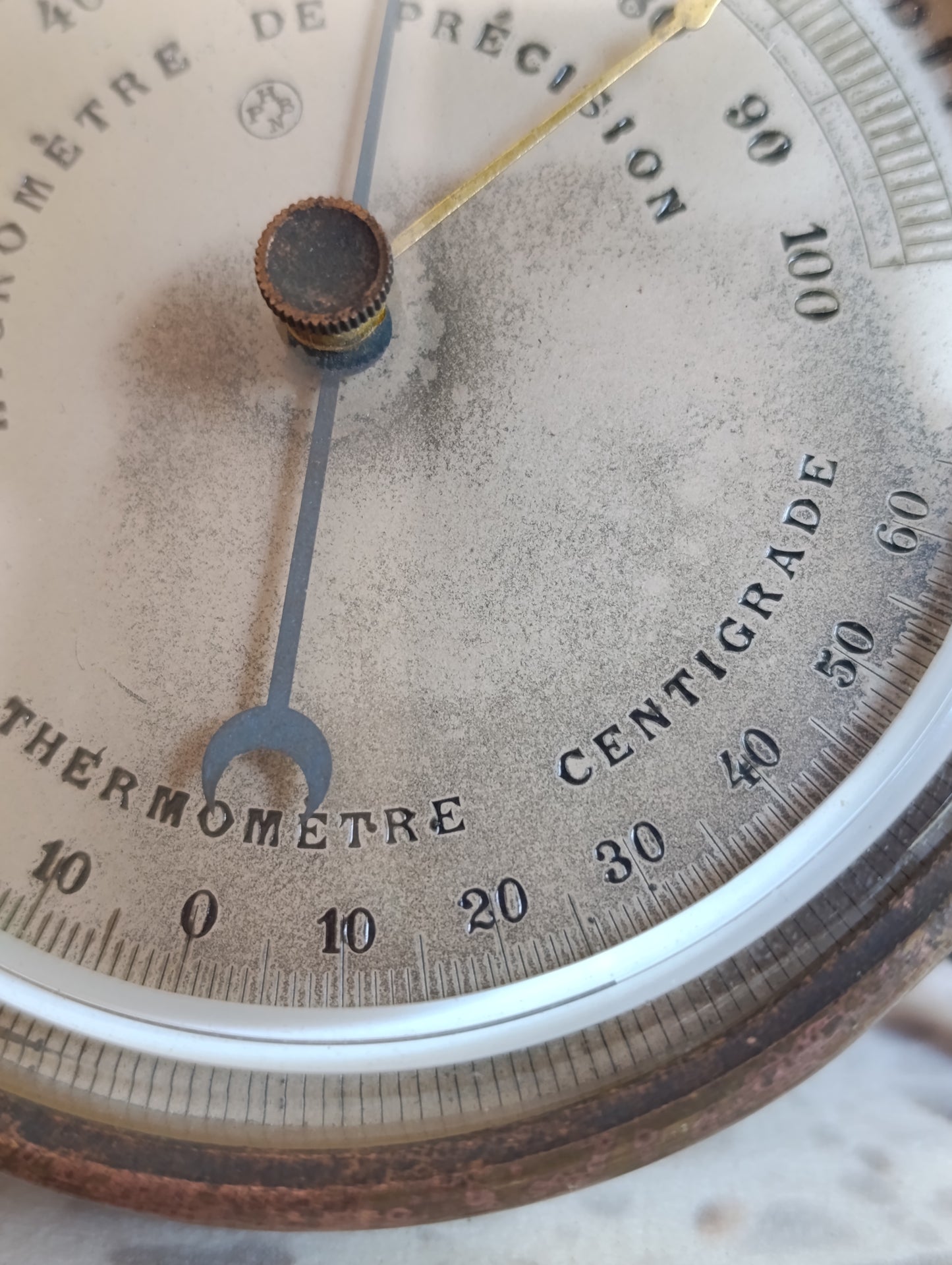 Hygromètre Thermomètre ancien de précision vintage en métal – Instrument météo de collection