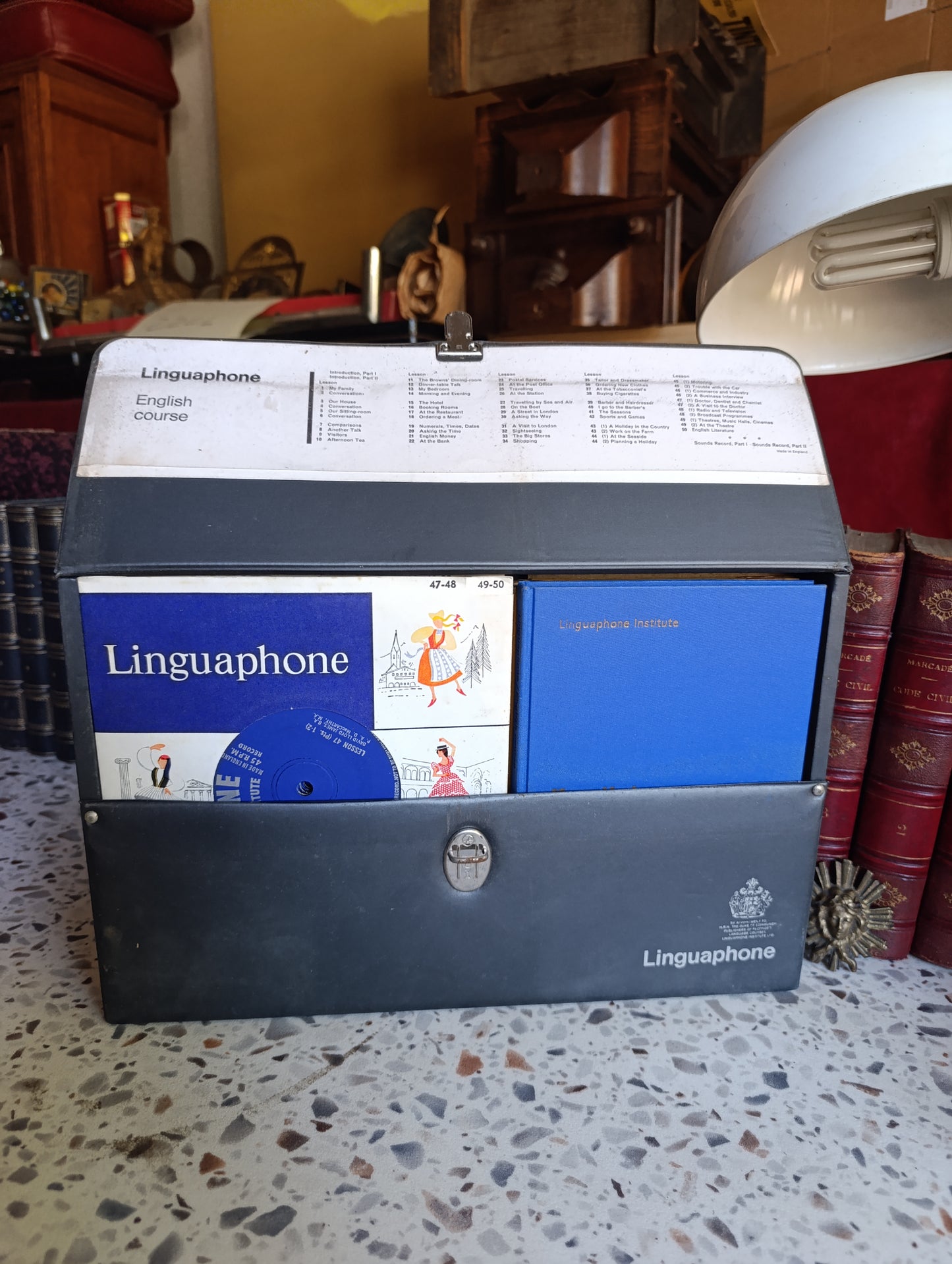 Coffret Linguaphone English Course vintage avec mallette de rangement – Méthode d'apprentissage de l'anglais