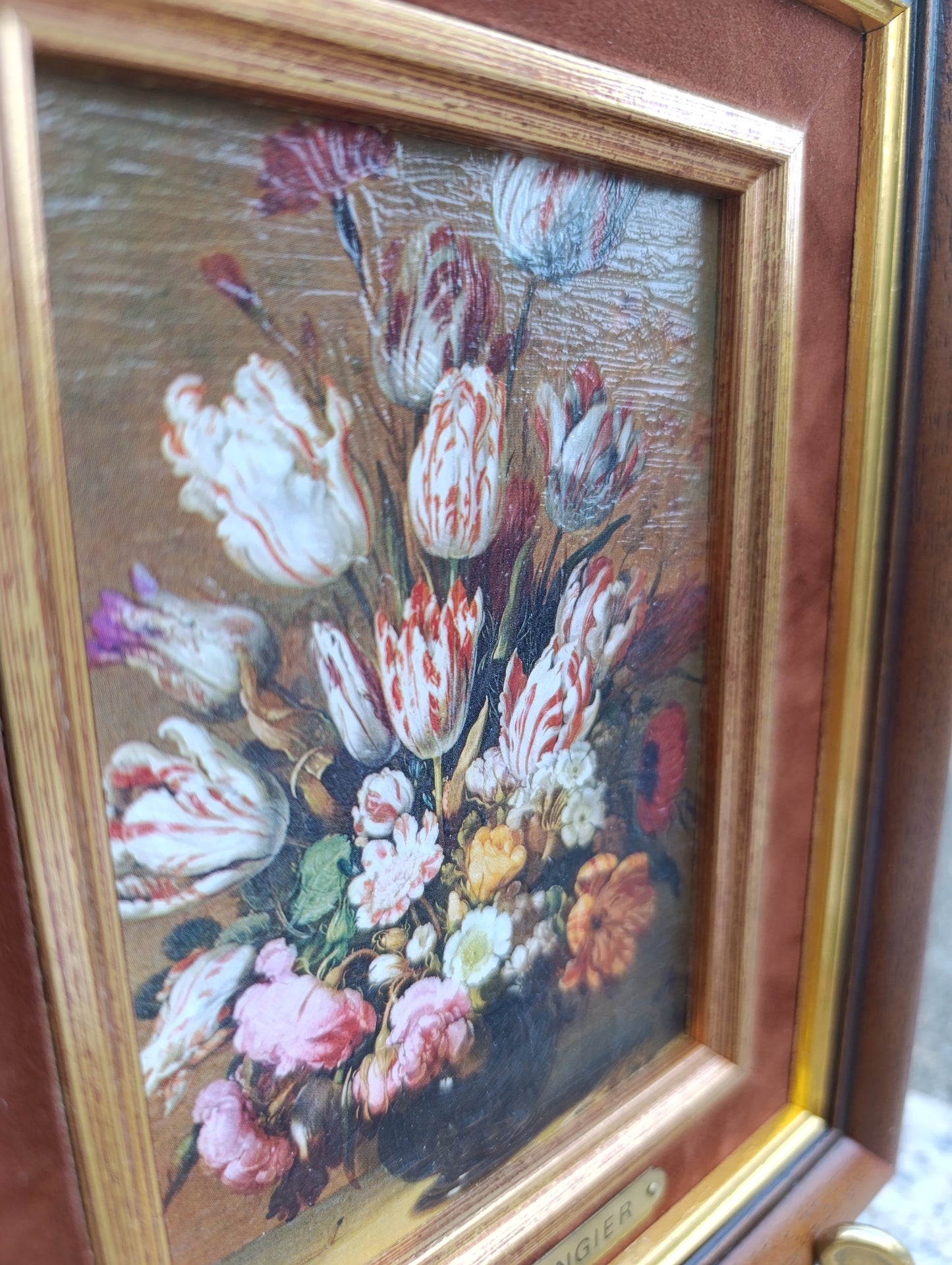 Tableau bouquet de fleurs H. Bollongier – Nature morte florale encadrée