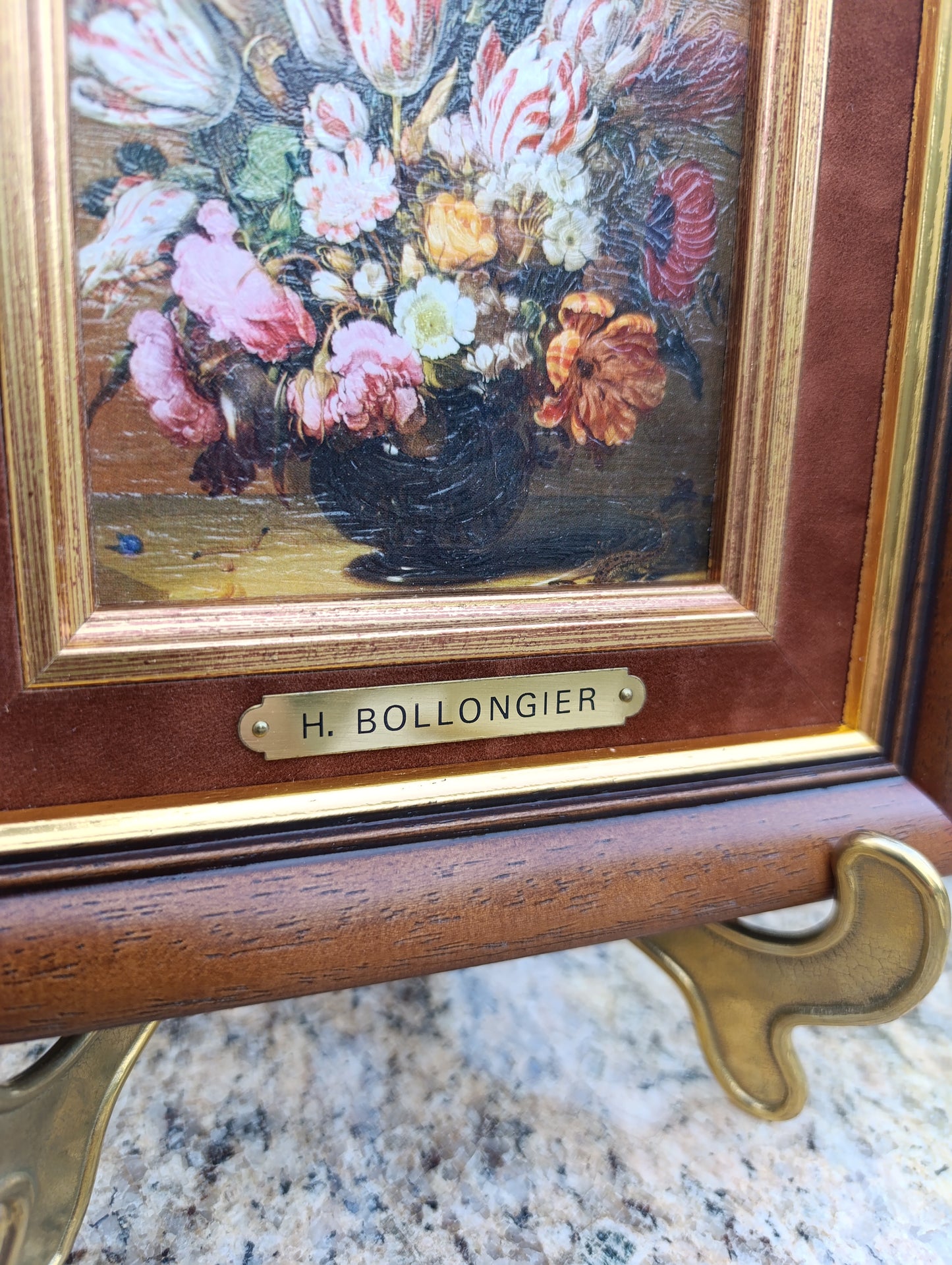 Tableau bouquet de fleurs H. Bollongier – Nature morte florale encadrée