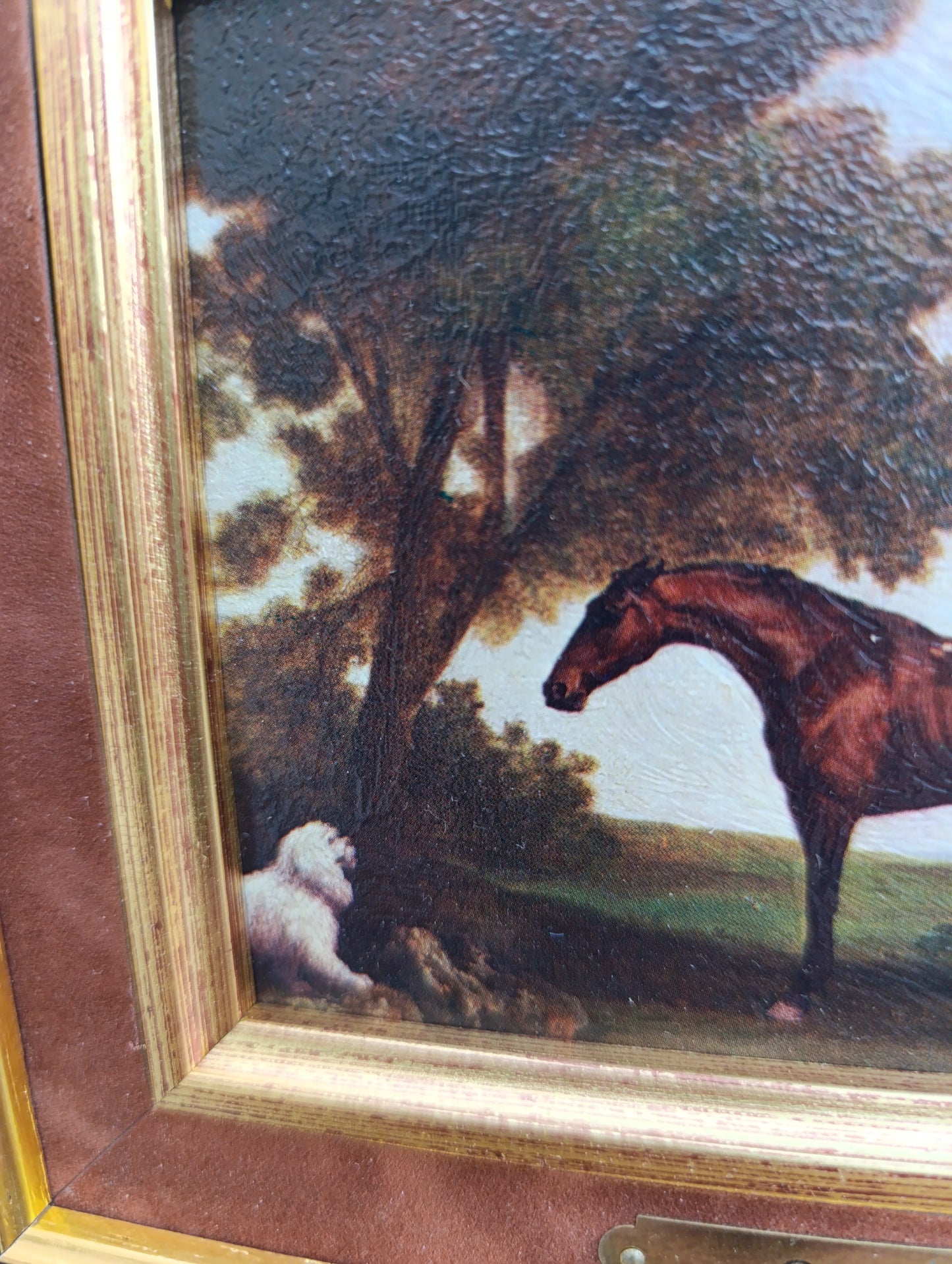 George Stubbs – Deux chevaux dans un paysage – Reproduction tableau encadré vintage