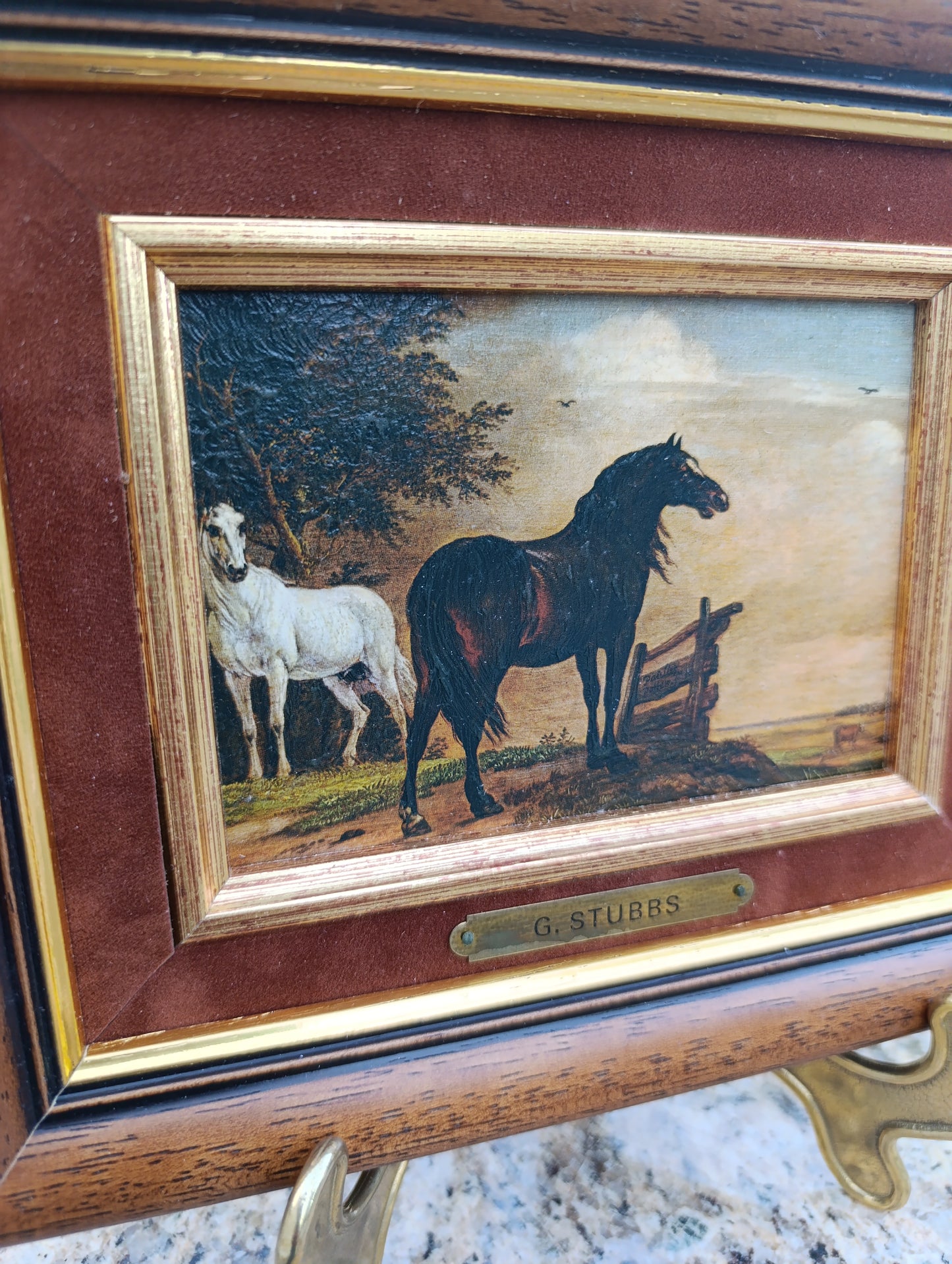 George Stubbs – Chevaux au pâturage – Reproduction tableau encadré vintage