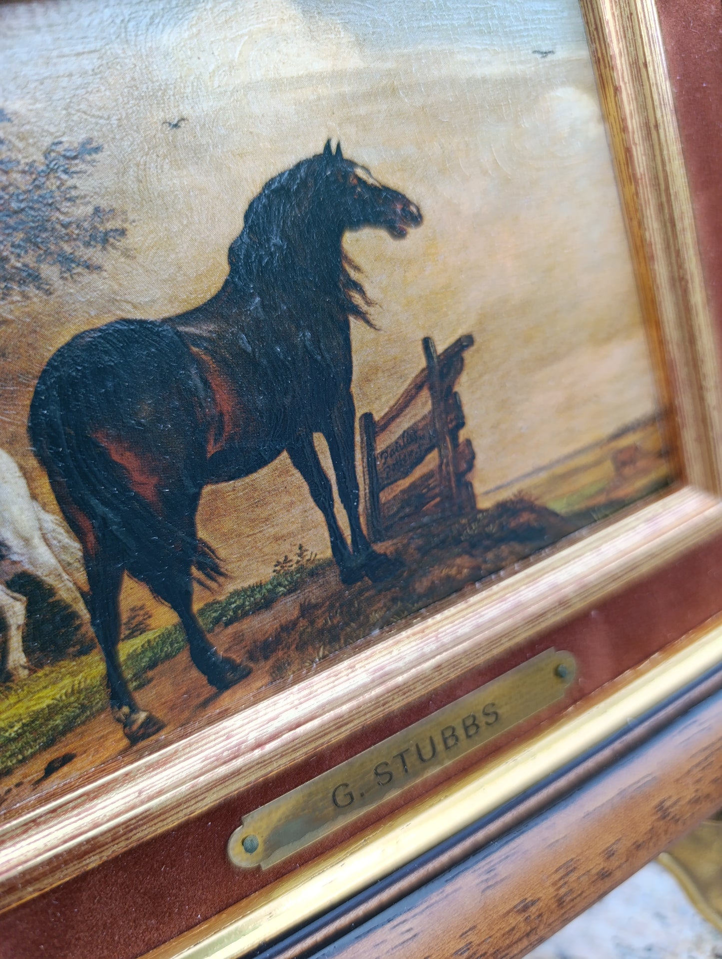 George Stubbs – Chevaux au pâturage – Reproduction tableau encadré vintage