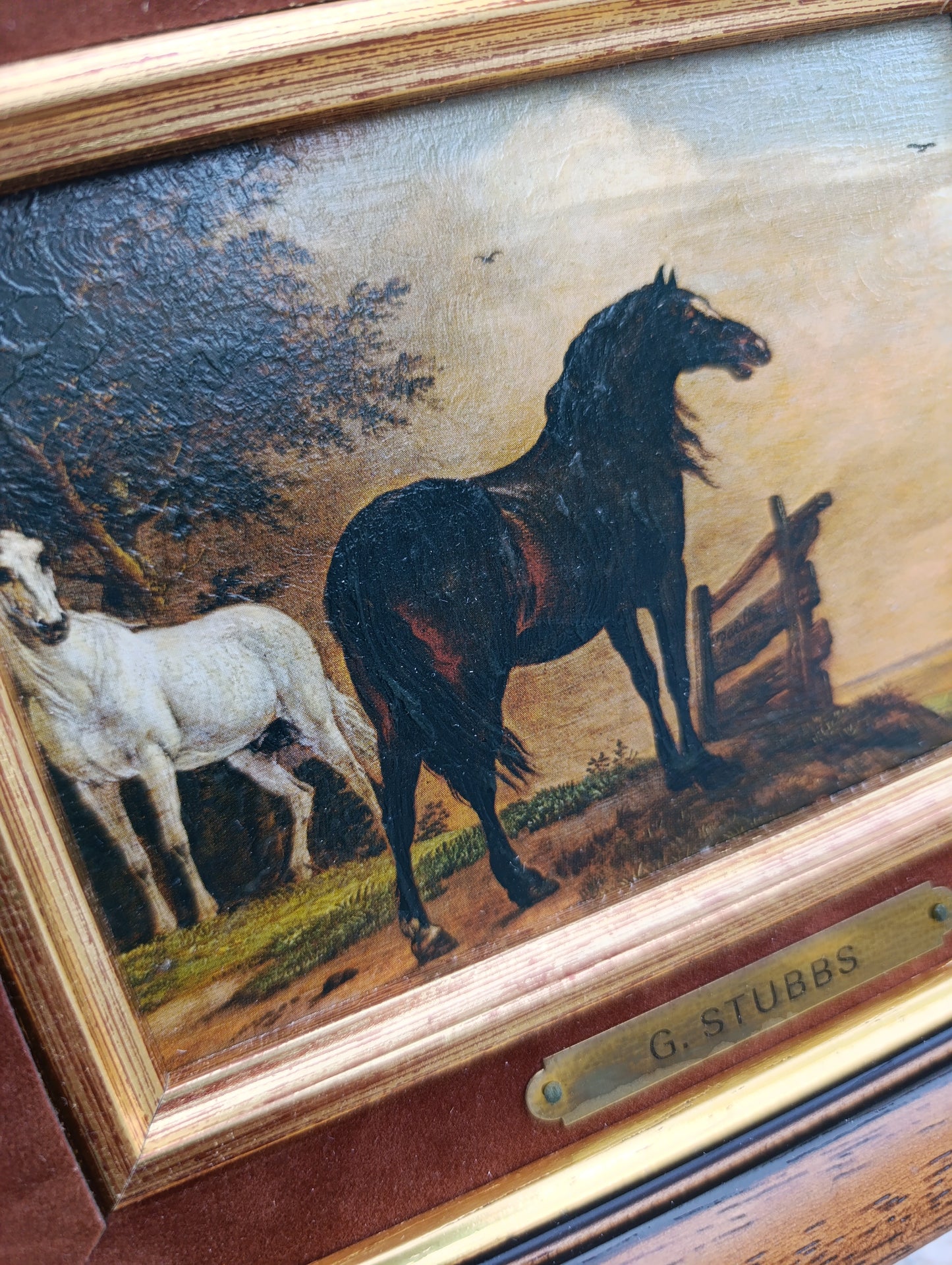 George Stubbs – Chevaux au pâturage – Reproduction tableau encadré vintage