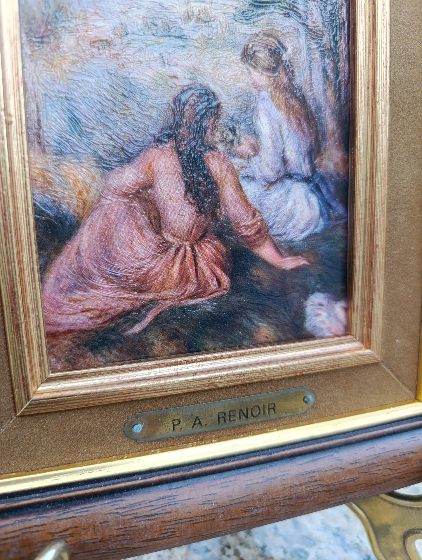 Pierre-Auguste Renoir – Deux jeunes femmes dans un paysage – Reproduction impressionniste encadrée