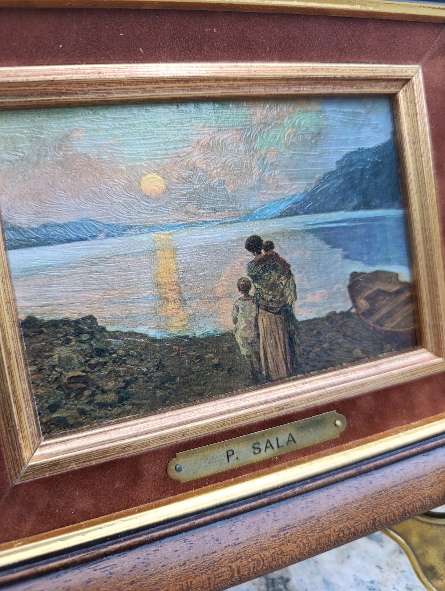 Paolo Sala – Mère et enfants au bord du lac – Reproduction encadrée
