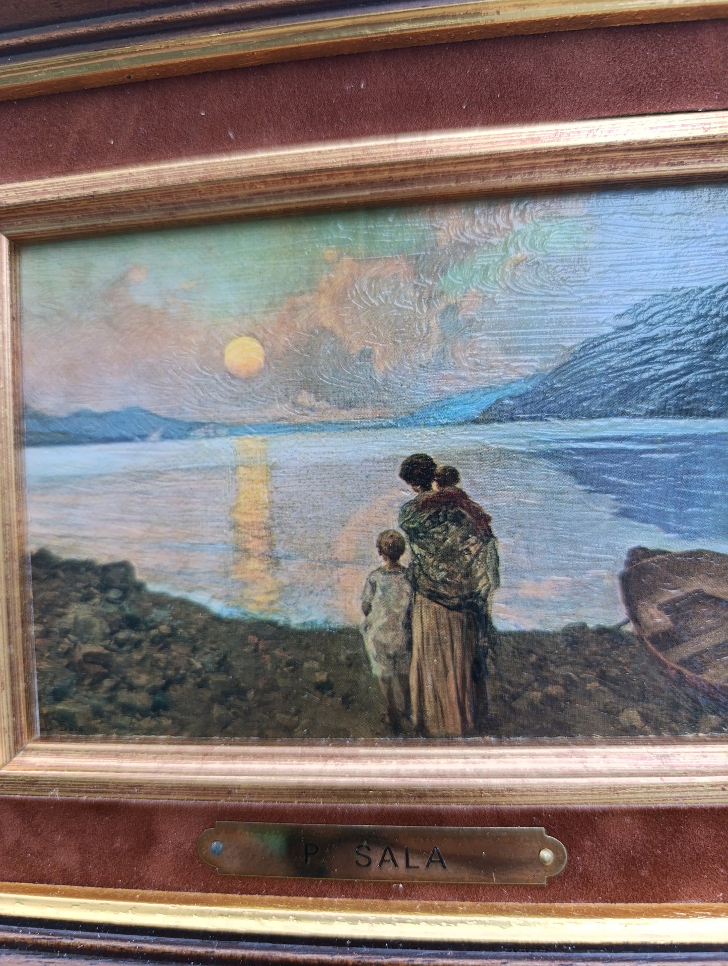 Paolo Sala – Mère et enfants au bord du lac – Reproduction encadrée