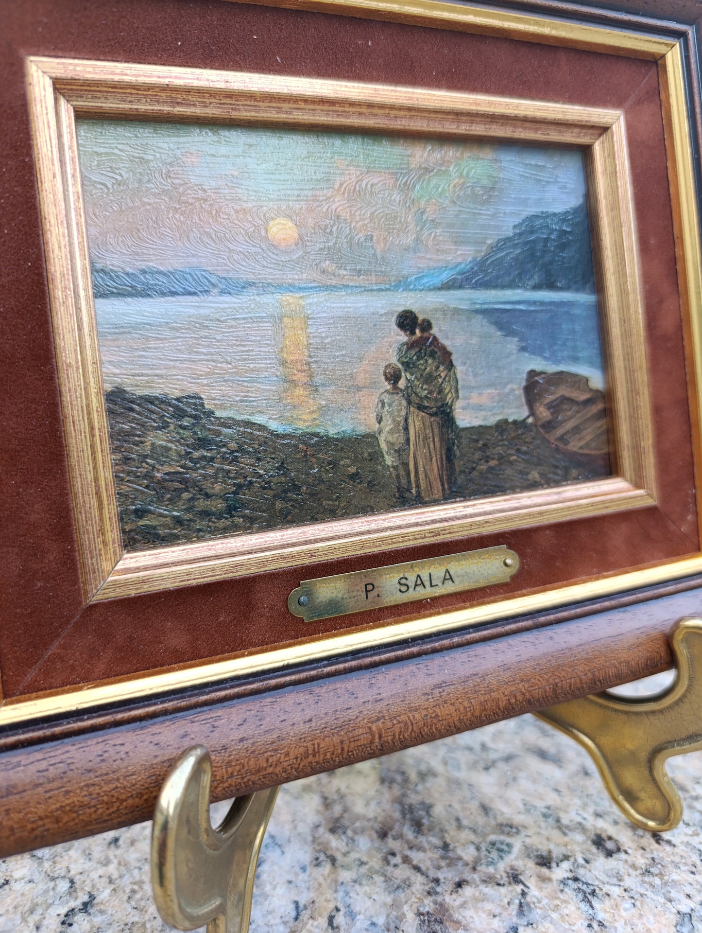 Paolo Sala – Mère et enfants au bord du lac – Reproduction encadrée
