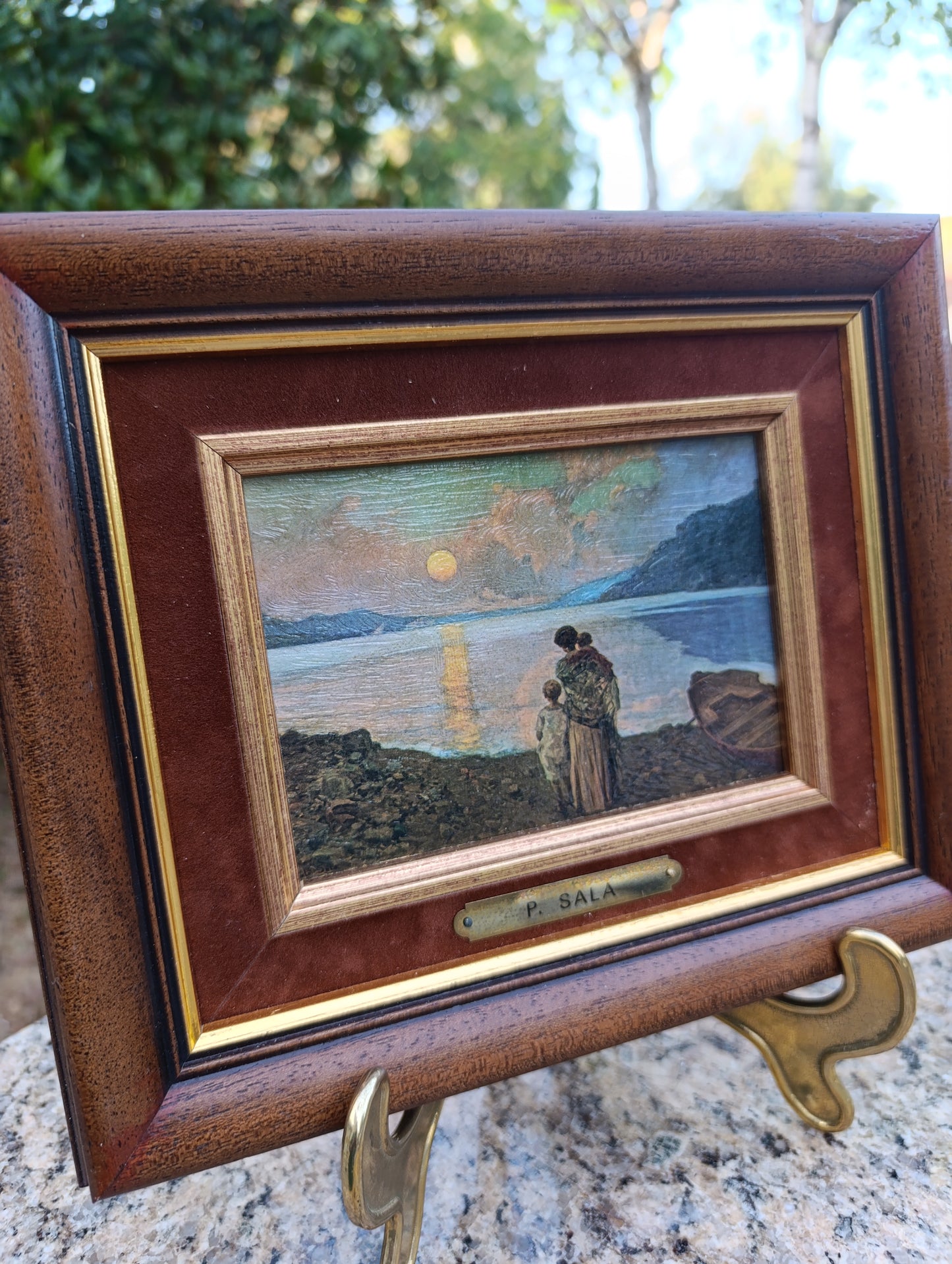 Paolo Sala – Mère et enfants au bord du lac – Reproduction encadrée
