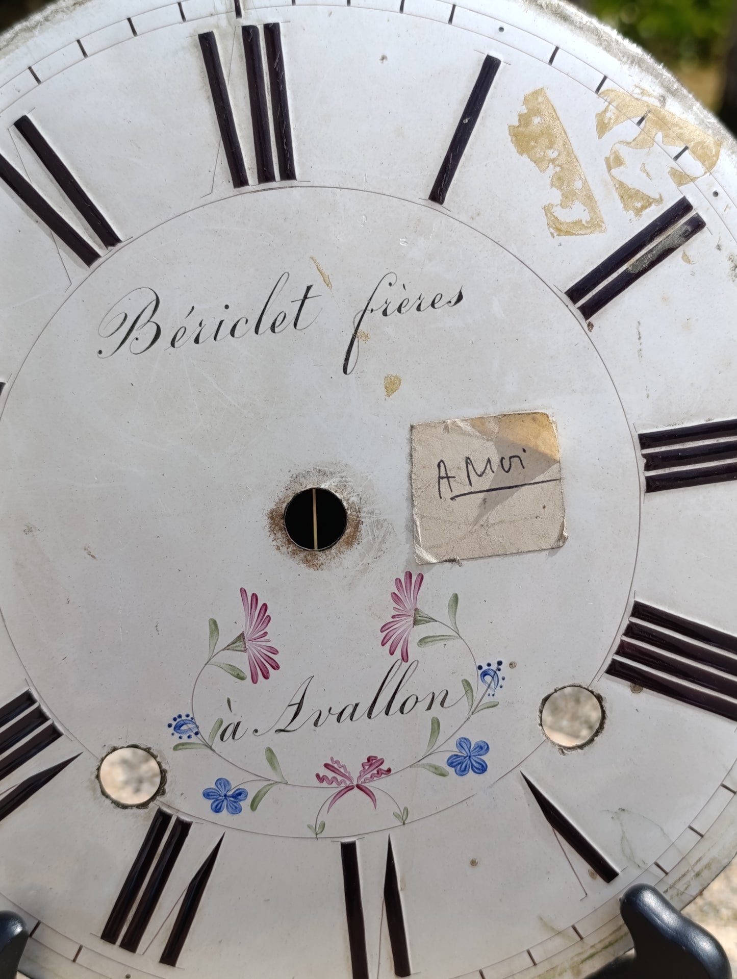 Ancien cadran d’horloge Bériclet Frères à Avallon – XIXe / début XXe – 22,7 cm
