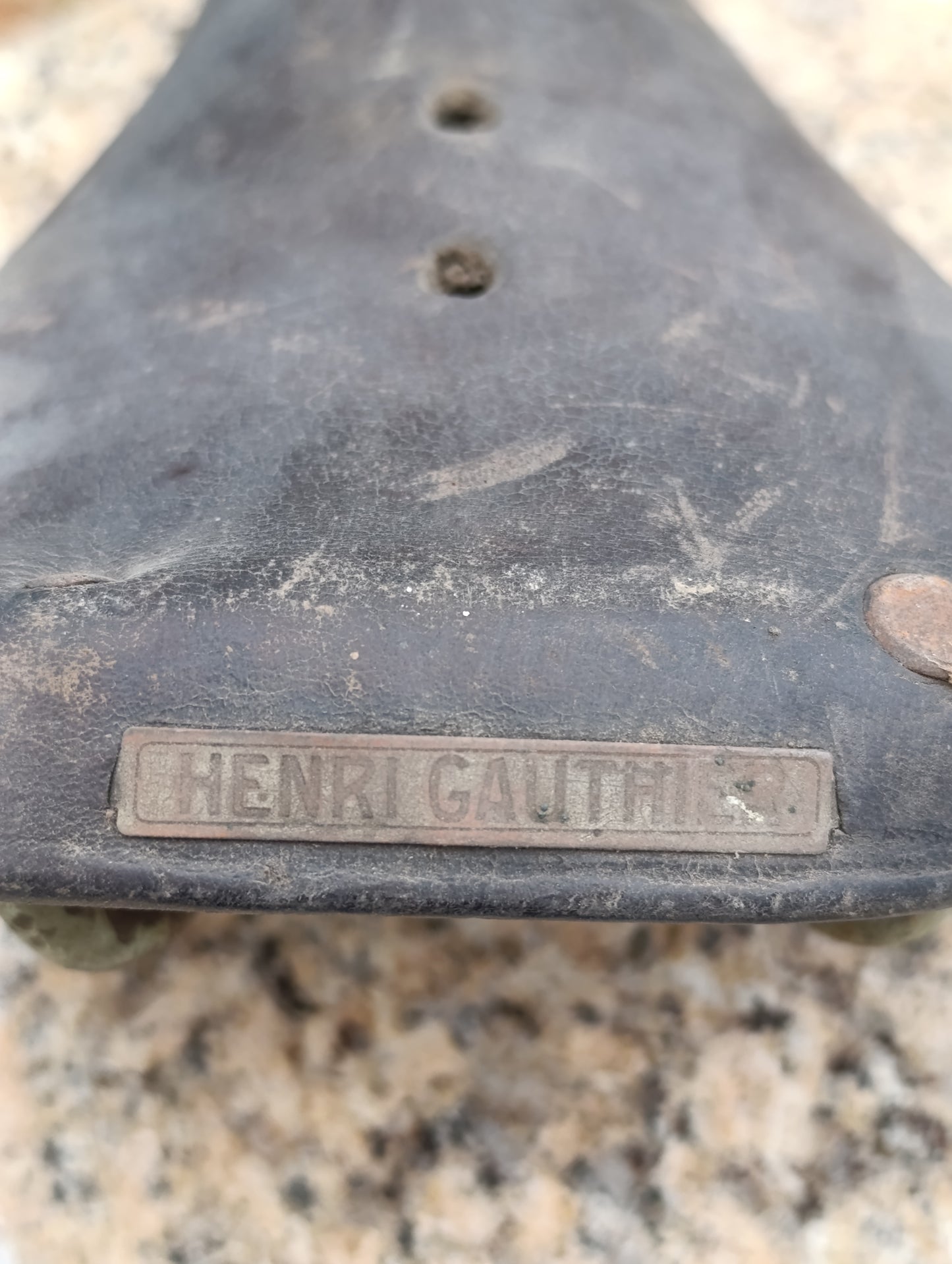 Ancienne selle de vélo en cuir Henri Gautier – bicyclette vintage cyclisme ancien