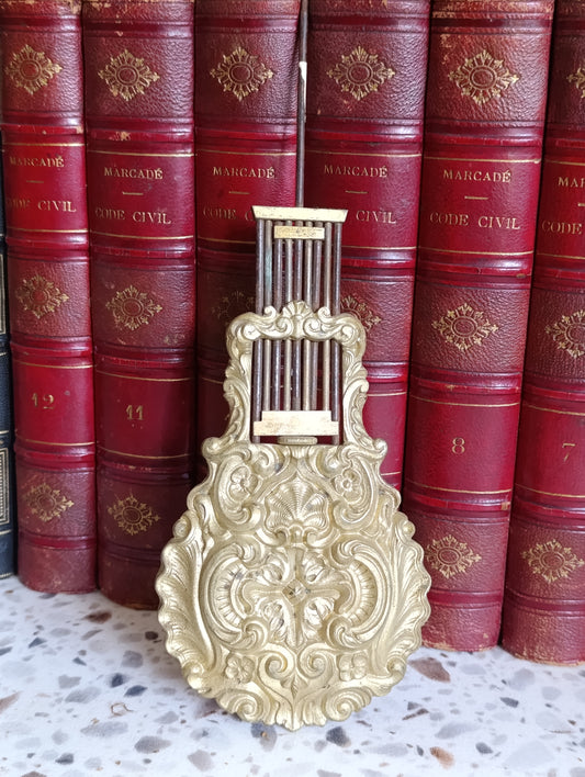 Balancier Lyre Ancien de Pendule Rocaille en Laiton Doré XIXe Siècle