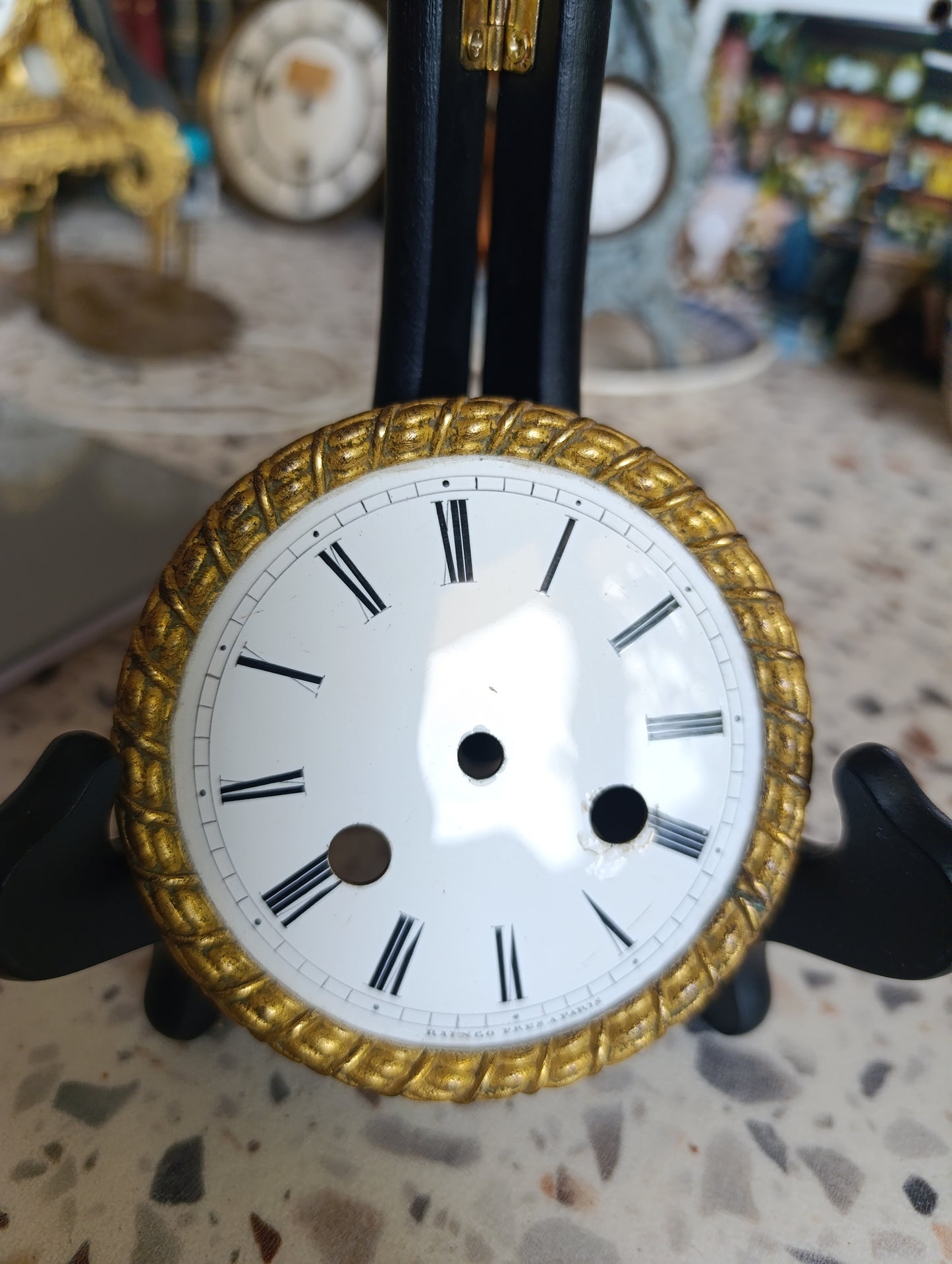 Cadran ancien émaillé Raingo Frères Paris pour pendule horloge XIXe siècle